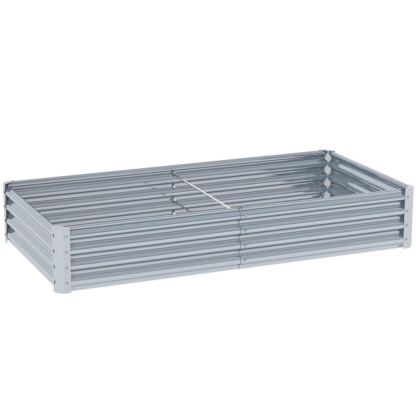 Galvanized Raised Garden Bed, 6 x 3 x 1 FT Rectangular Planter Box, Reinforced Outdoor Raised Bed with Open Bottom for Vegetables, Flowers, Herbs, Silver