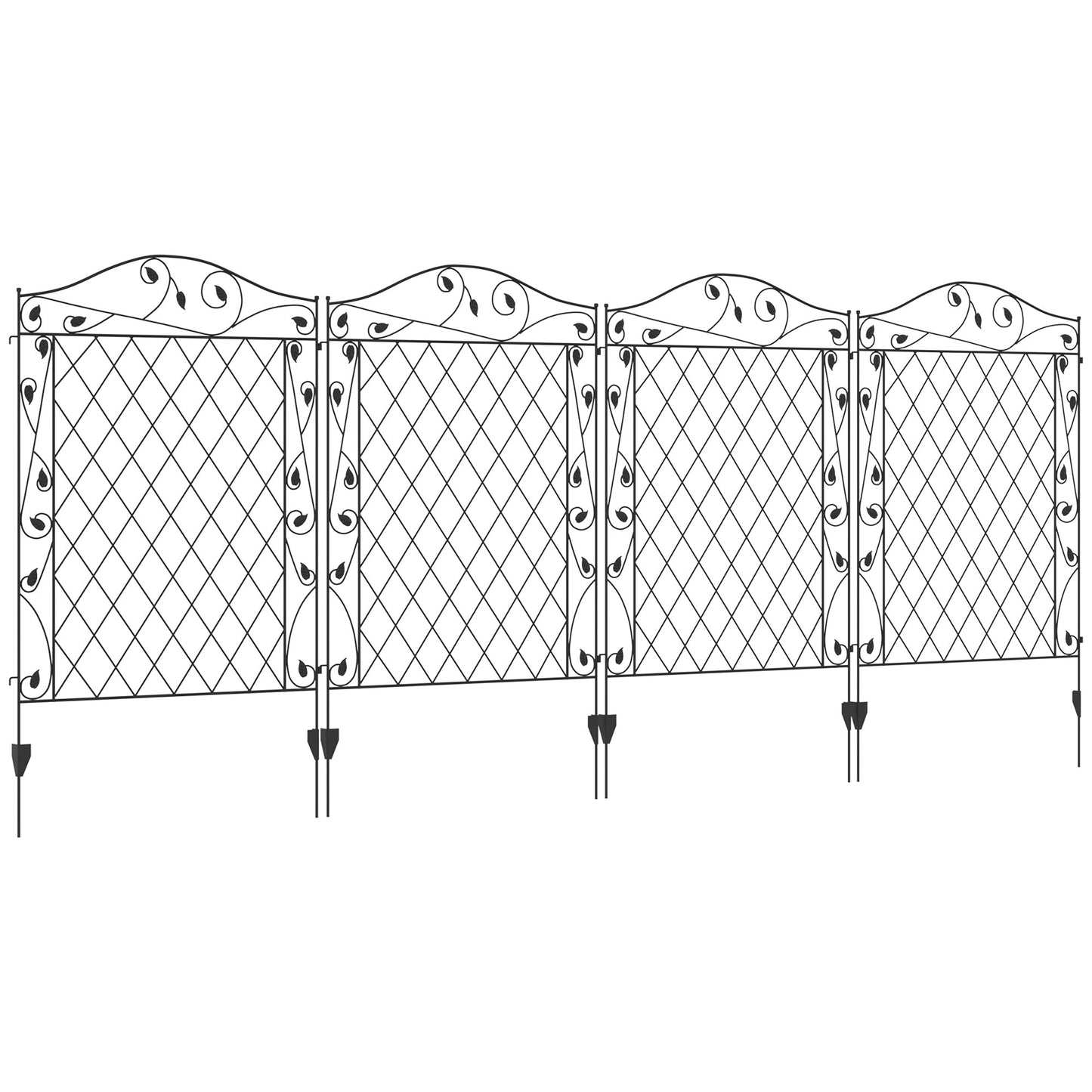 Garden Fence, 4 Pack Metal Fence Panels, 11.5' Animal Barrier & Decorative Border Flower Edging for Yard, Landscape, Patio, Outdoor Décor, 43" H, Wavey Vines