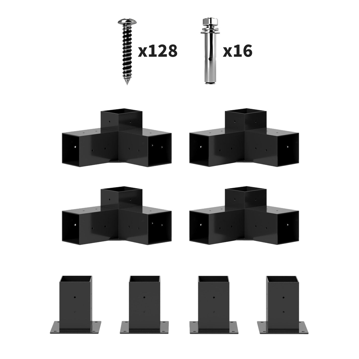 DIY Pergola Kit, Pergola Brackets with 3-Way Corner Brackets and Post Base for 4" x 4" (Actual 3.6" x 3.6") Lumber, 8 PCS Includes Screws