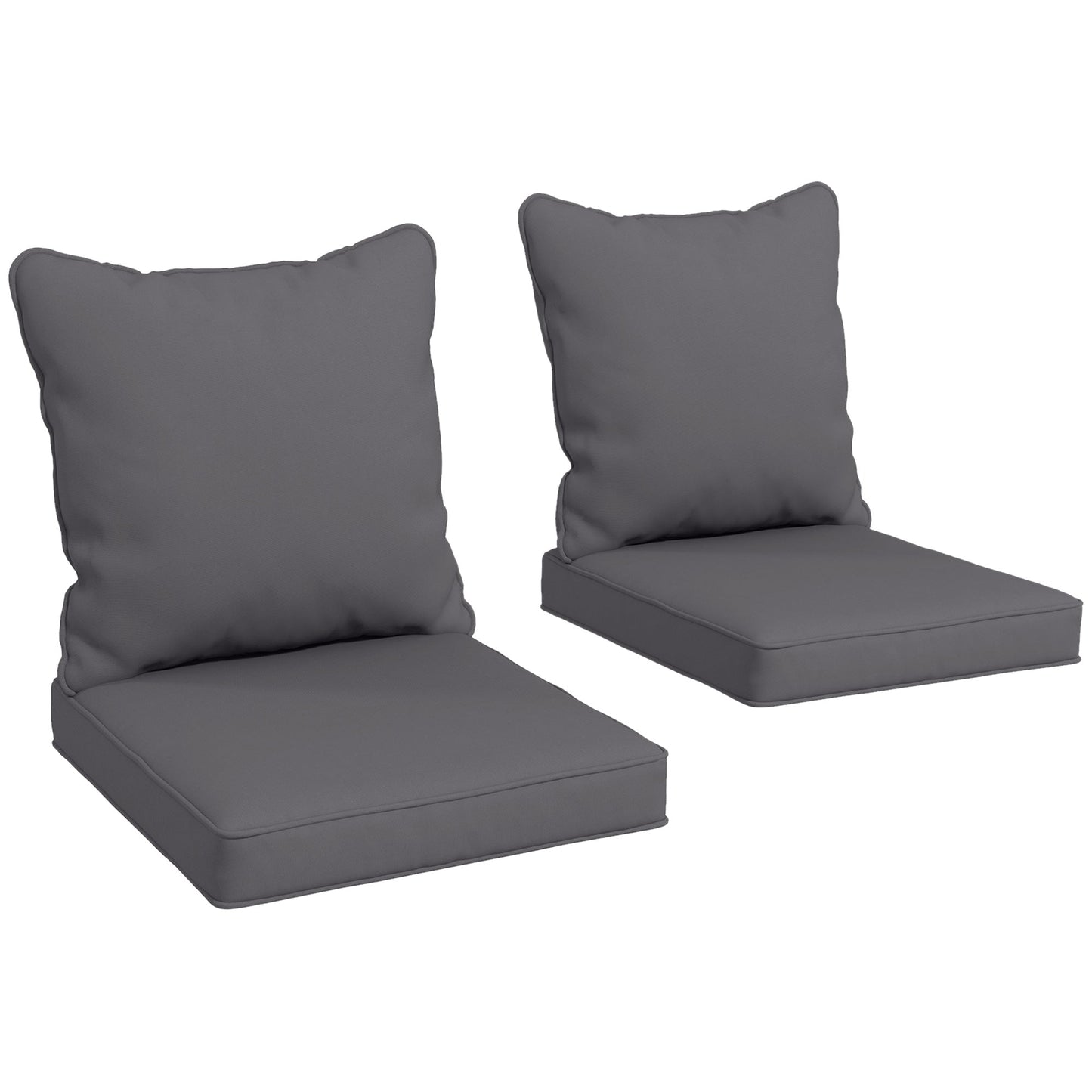 4-Piece Patio Chair Cushions Pillows, Back and Seat Replacement Patio Cushions Set for Indoor Outdoor Garden Furniture, Dark Grey