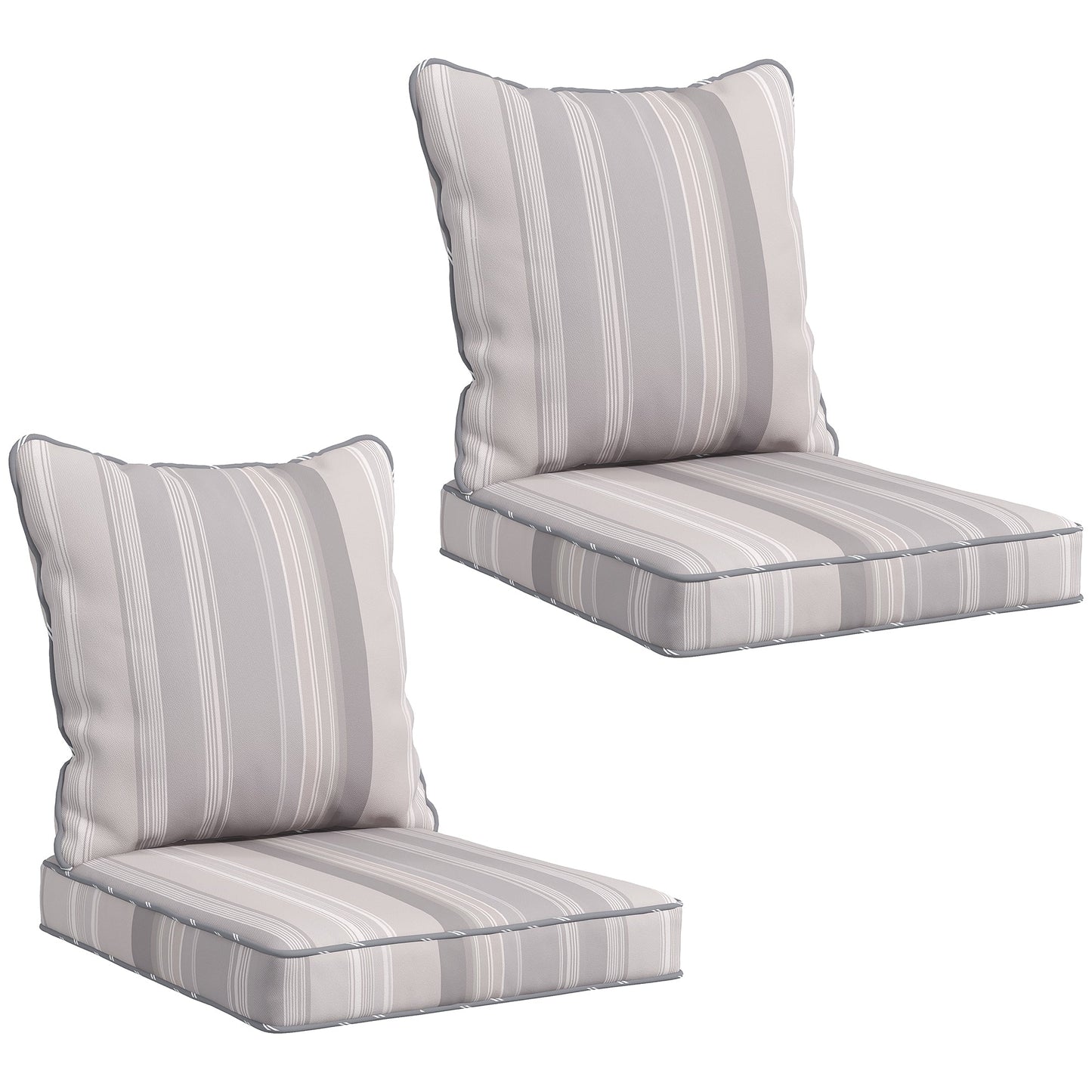 4-Piece Patio Chair Cushions Pillows, Back and Seat Replacement Patio Cushions Set for Indoor Outdoor Garden Furniture, Grey