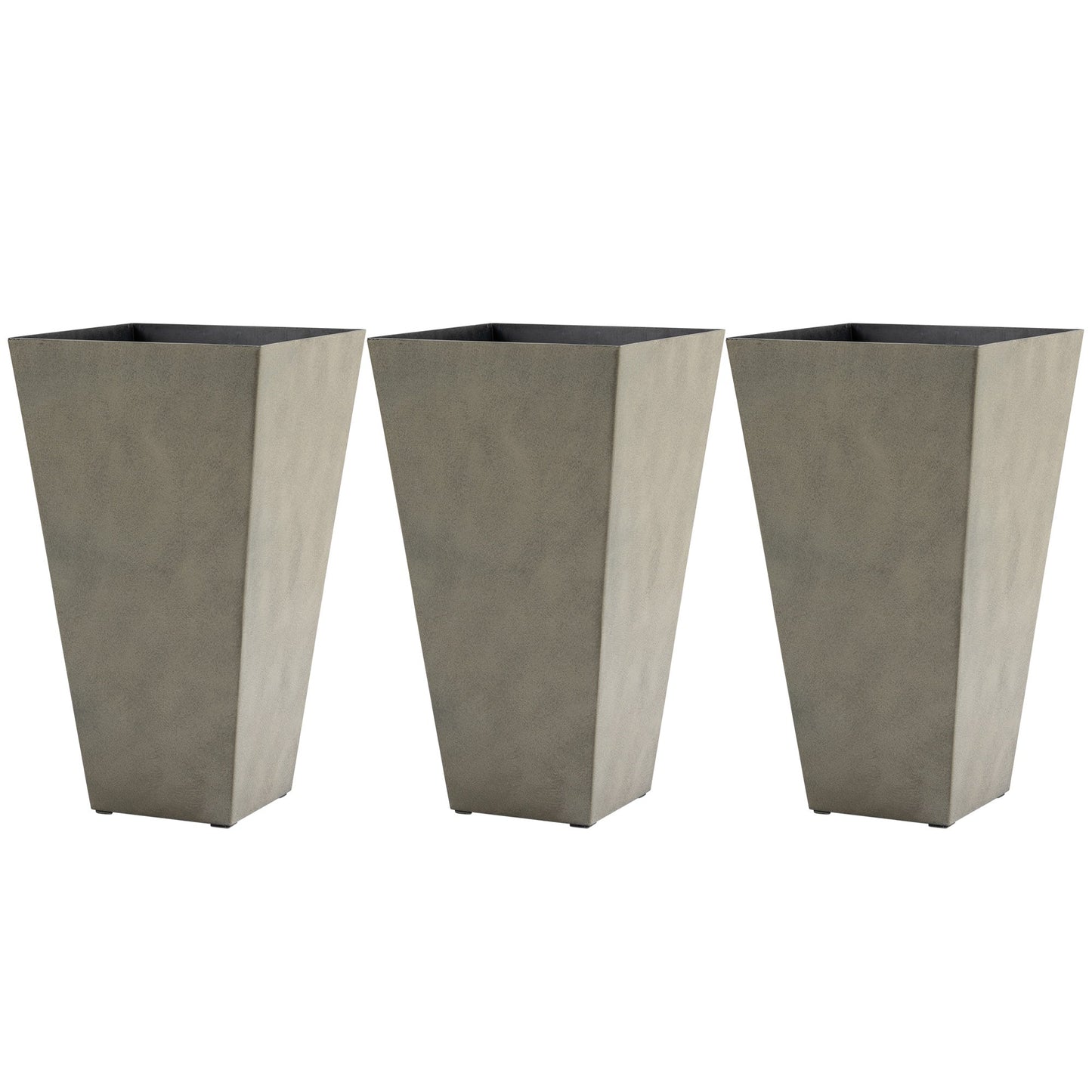 28" Tall Planters for Outdoor Plants with Drainage Hole, Set of 3 Taper Indoor Outdoor Planters, Large Plastic Garden Flower Pots for Porch, Patio, Yard, Mixed Grey