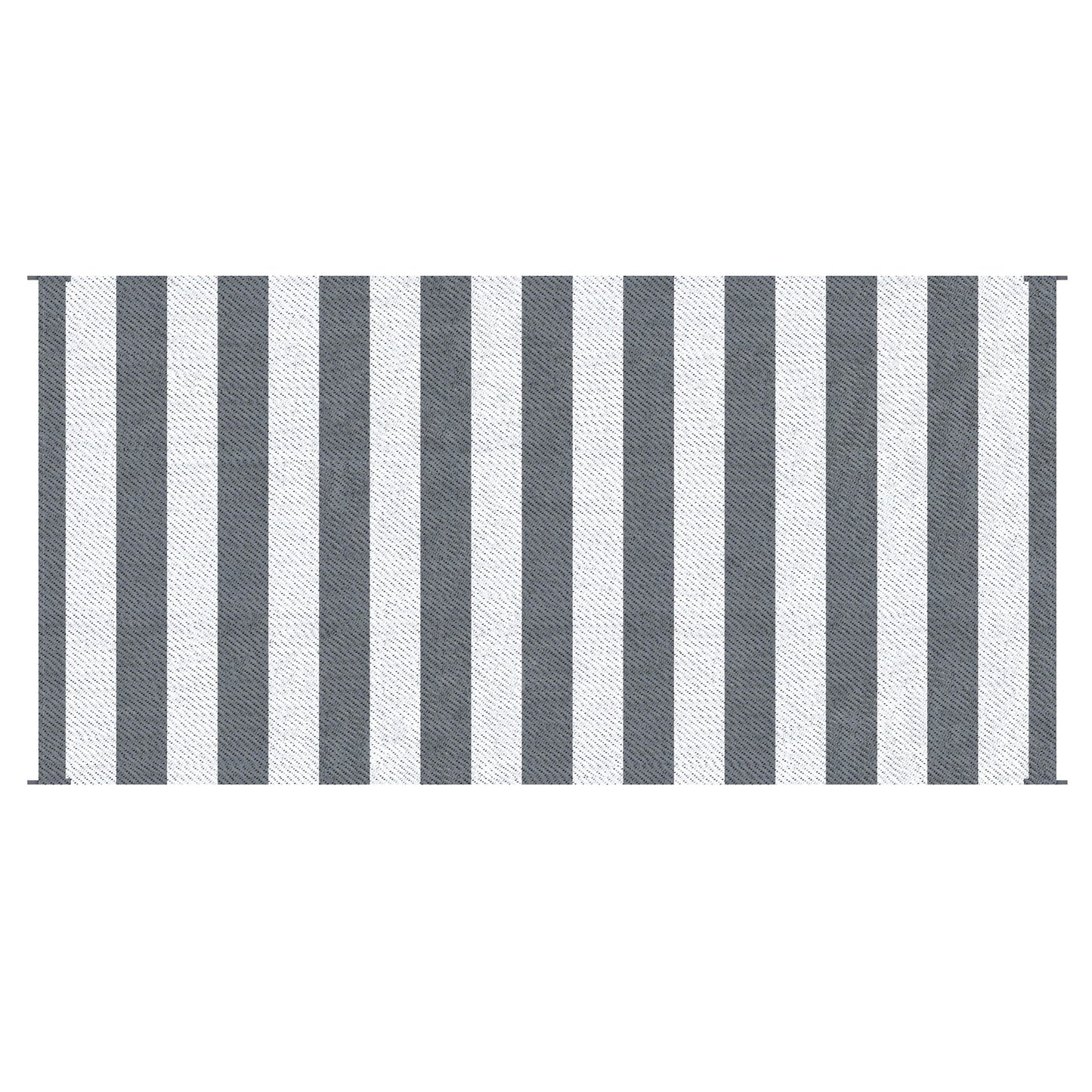 Reversible Outdoor RV Rug, 9' x 18' Patio Floor Mat with Carry Bag, Outdoor Carpet for Backyard, Deck, Picnic, Beach, Camping, Striped, Grey and White
