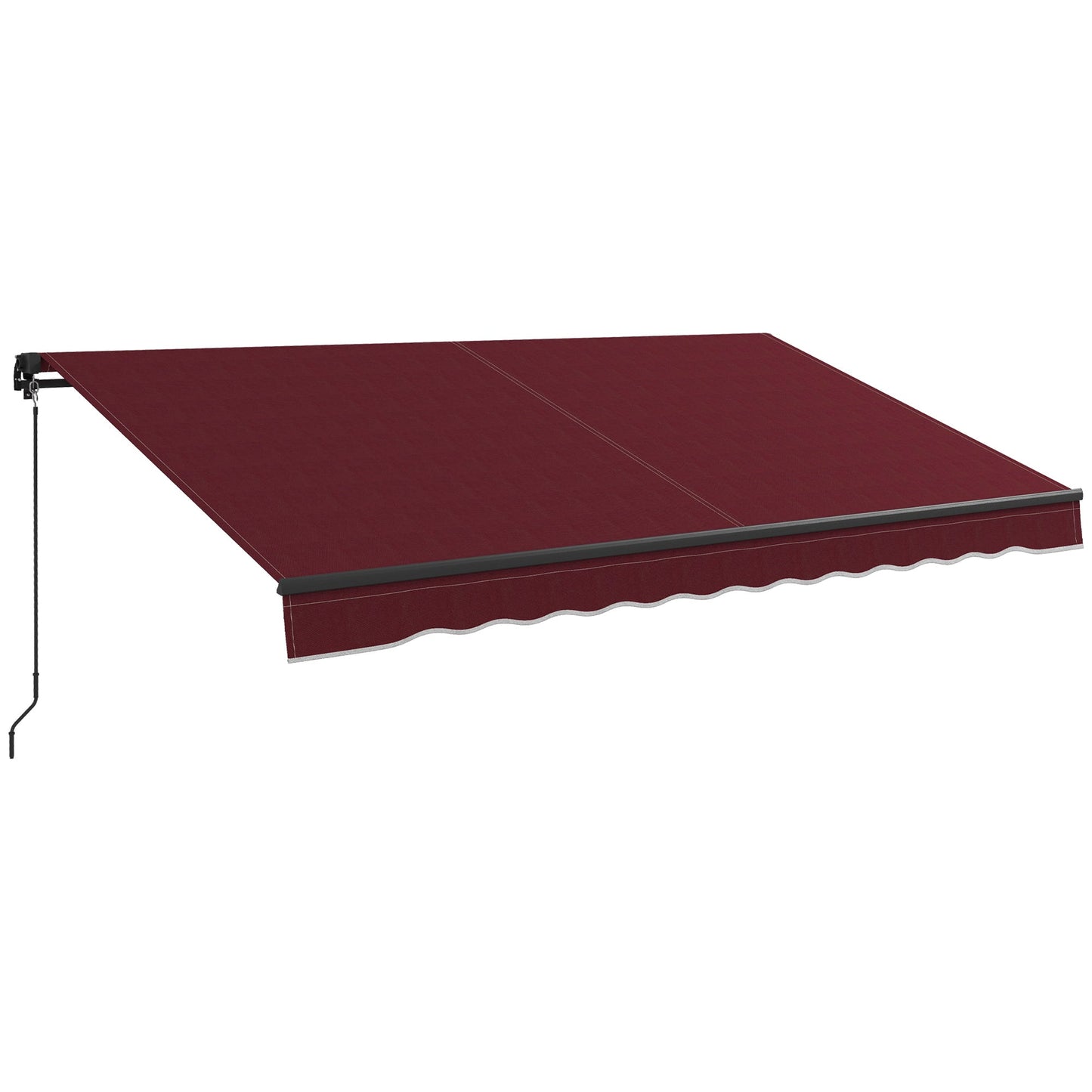 12' x 10' Retractable Awning, Patio Awning Sunshade Shelter with Manual Crank Handle, 280gsm UV Resistant Fabric and Aluminum Frame, for Balcony, Yard, Wine Red