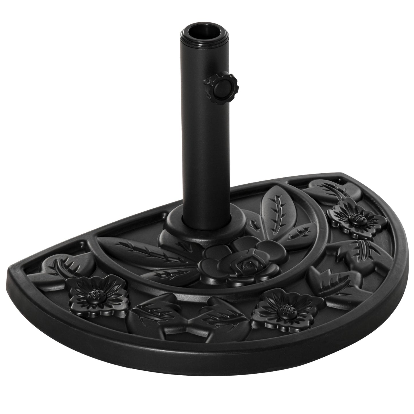 Outdoor Half Umbrella Base, 20 lb Heavy Duty Concrete Umbrella Holder, Patio Half Round Base Stand for Market Umbrella, Black