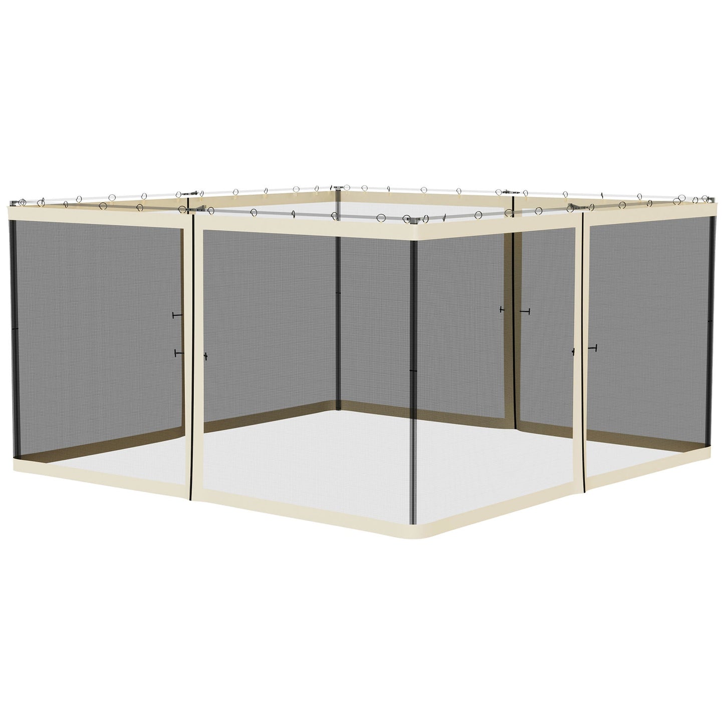Replacement Mosquito Netting for Gazebo 13' x 13' Black Screen Walls for Canopy with Zippers for Parties and Outdoor Activities, Cream White