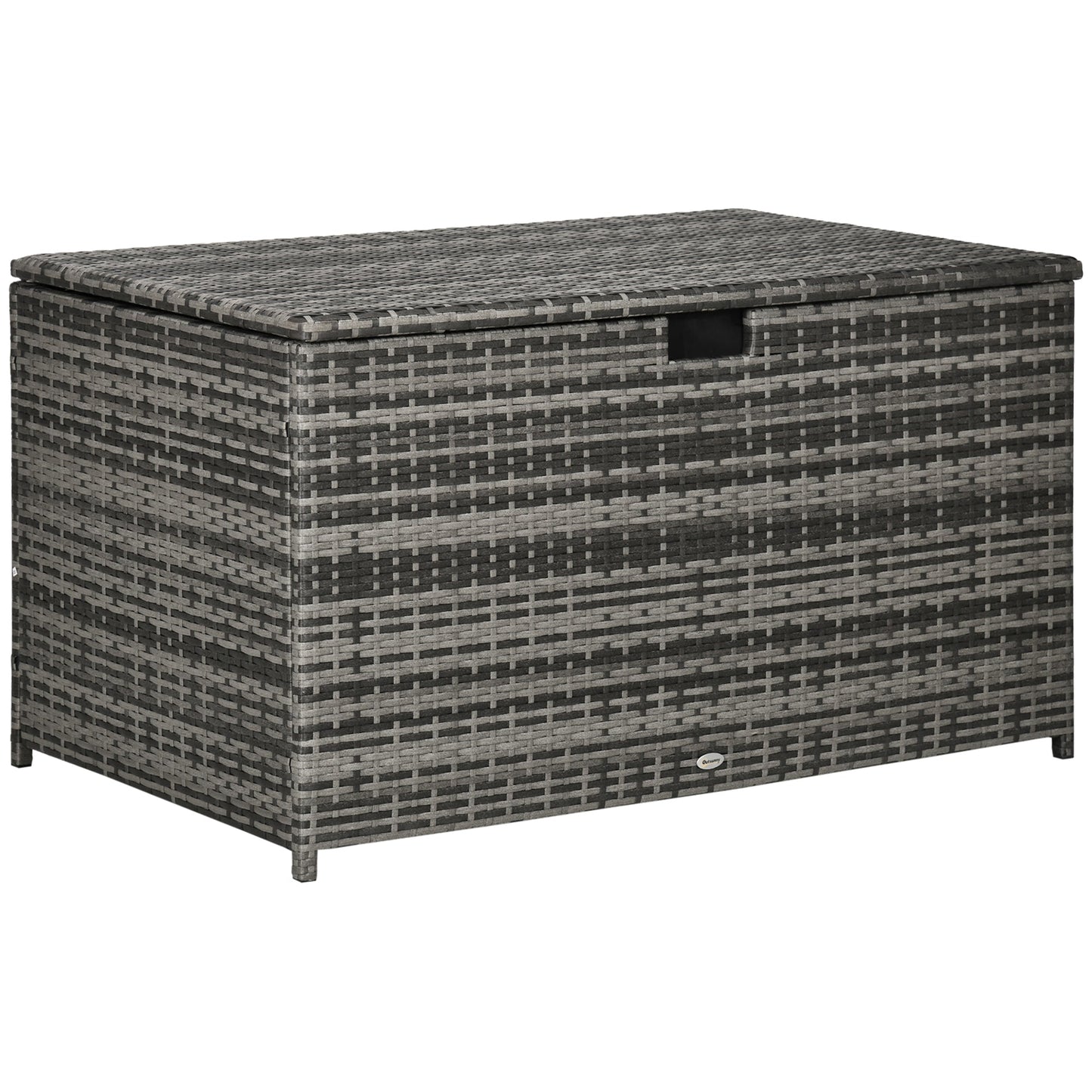 Rattan Deck Box, Rattan 113 Gallon Outdoor Storage Box with Lid and Handle for Indoor, Patio Furniture Cushions, Pool and Garden Tools, Grey