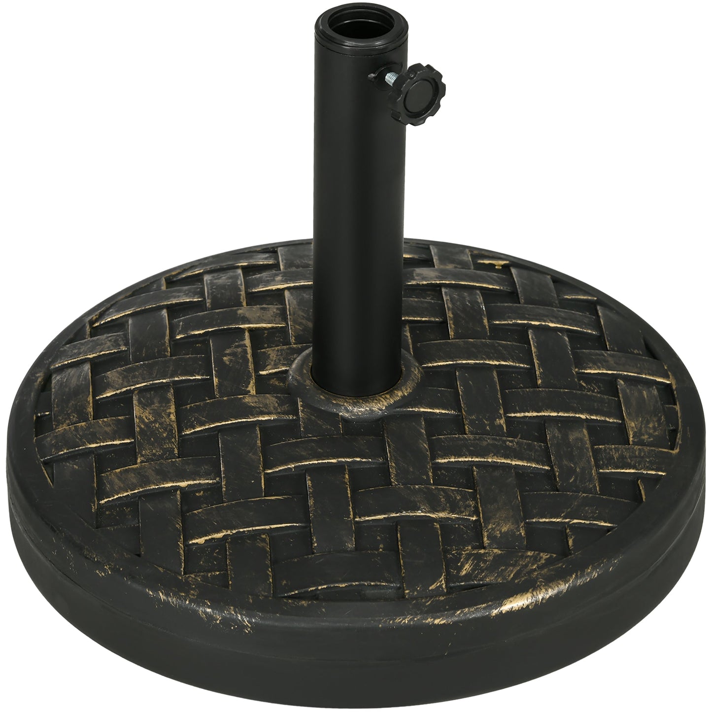 40lbs. Concrete Umbrella Base with Rattan Effect, Heavy Duty Round Umbrella Stand, Garden Umbrella Holder for 1.5", 1.9" Poles, Bronze