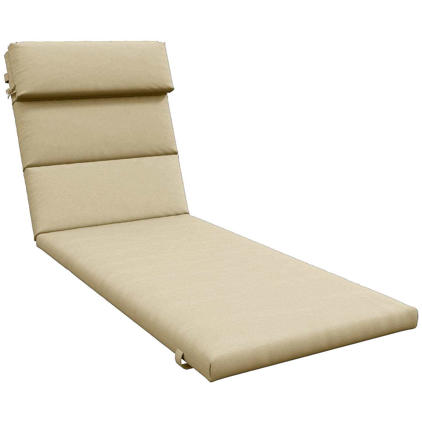 Outdoor Lounge Chair Cushion, Patio Chaise Lounge Cushion with Headrest and Ties, Water Resistant Replacement Sun Lounger Seat Pads, Beige