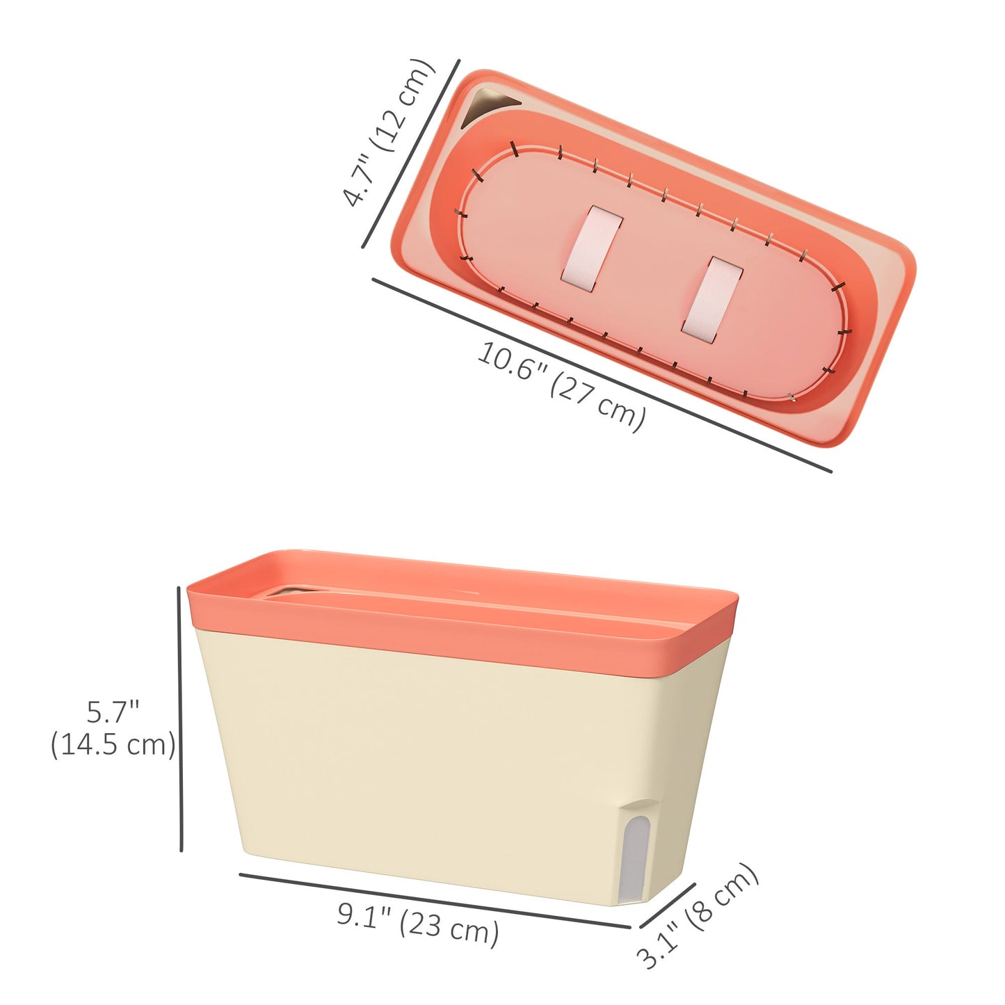 3 Pack Self Watering Planter Box, 10.5 Inch Outdoor Flower Pots with Water Level Indicator, Plastic Planter Pots for Herbs, Vegetables, Flowers, Succulents Plants