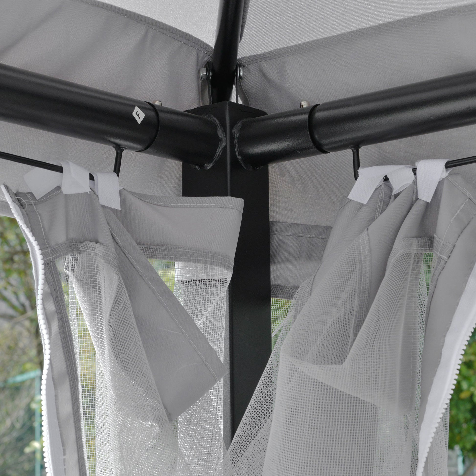 3 Person Outdoor Patio Daybed, 3 in 1 Canopy Gazebo Swing Chair Garden Hammock with Sun Shade, Mesh Mosquito and Net, Grey