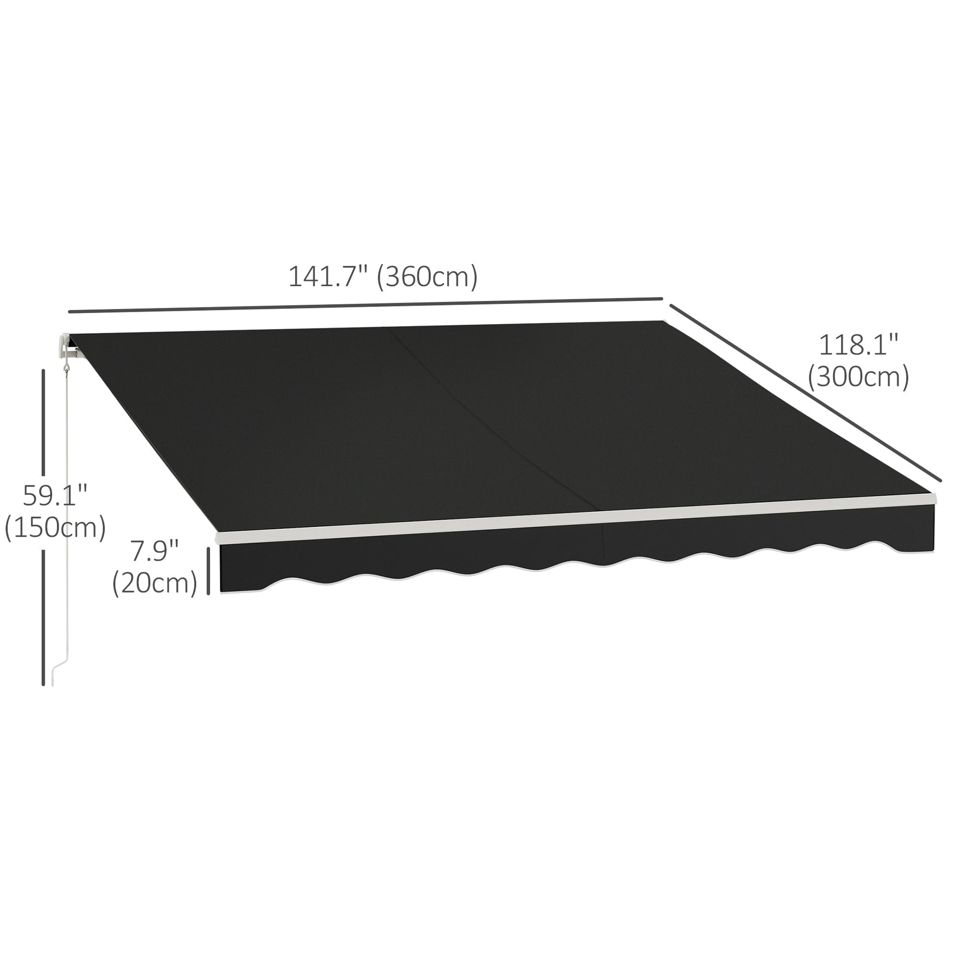 12' x 10' Electric Awning, Retractable Awning Sun Shade Shelter with Remote Controller, Manual Crank Handle and Aluminum Frame, for Deck, Balcony, Yard, Black