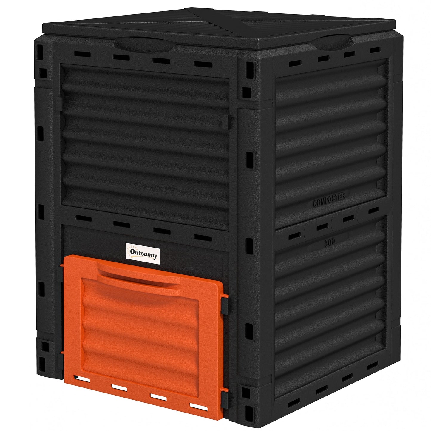 Garden Compost Bin Large Outdoor Compost Container 80 Gallon Fast Creation of Fertile Soil Aerating Compost Box, Easy Assembly, Orange