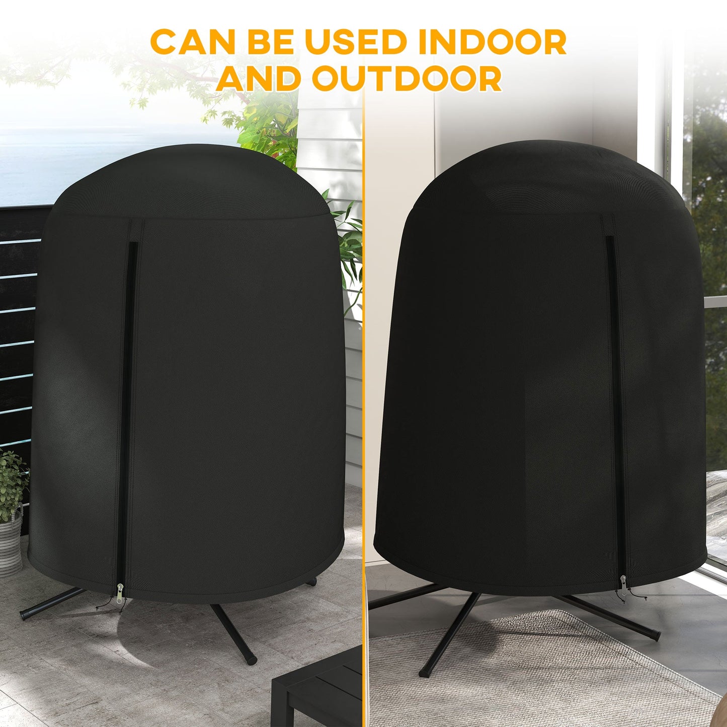 Hanging Egg Chair Cover, Outdoor Single Swing Chair Cover, Waterproof Anti-dust Furniture Protector with Zipper, 420D Oxford Fabric for Φ50.4" x 74.8" H Stand, Black