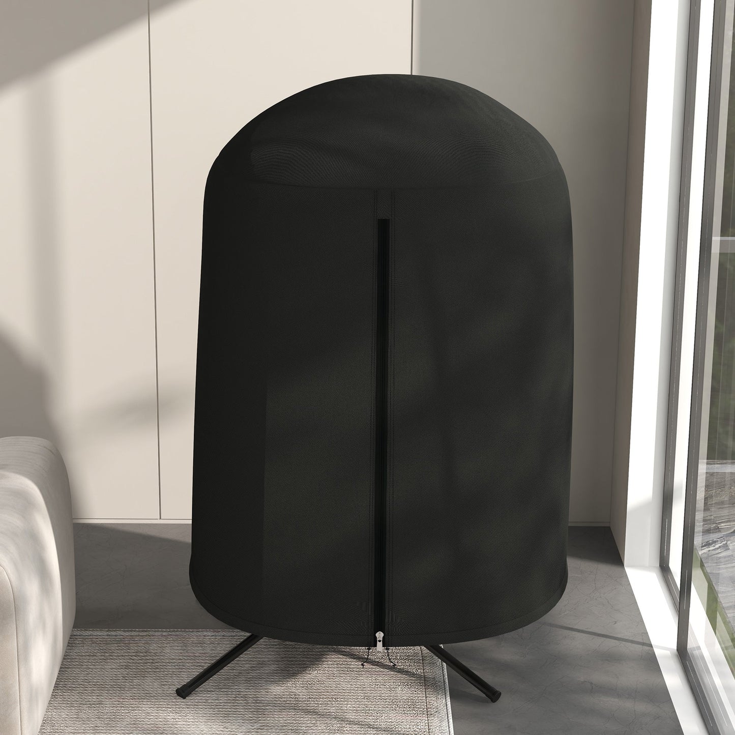 Hanging Egg Chair Cover, Outdoor Single Swing Chair Cover, Waterproof Anti-dust Furniture Protector with Zipper, 420D Oxford Fabric for Φ50.4" x 74.8" H Stand, Black