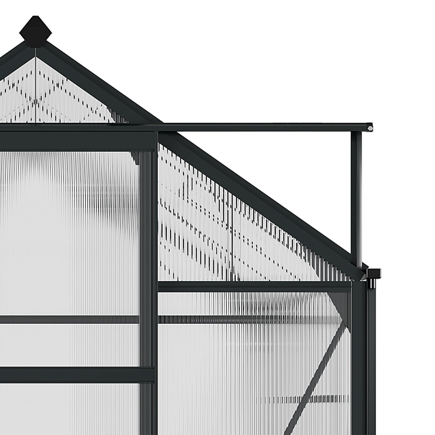 6' x 8' x 6.6' Polycarbonate Greenhouse, Walk-In Green House Kit Garden, Plants Grow, Galvanized Sheet Aluminum Frame with Rain Gutter, Vent and Sliding Door, Grey
