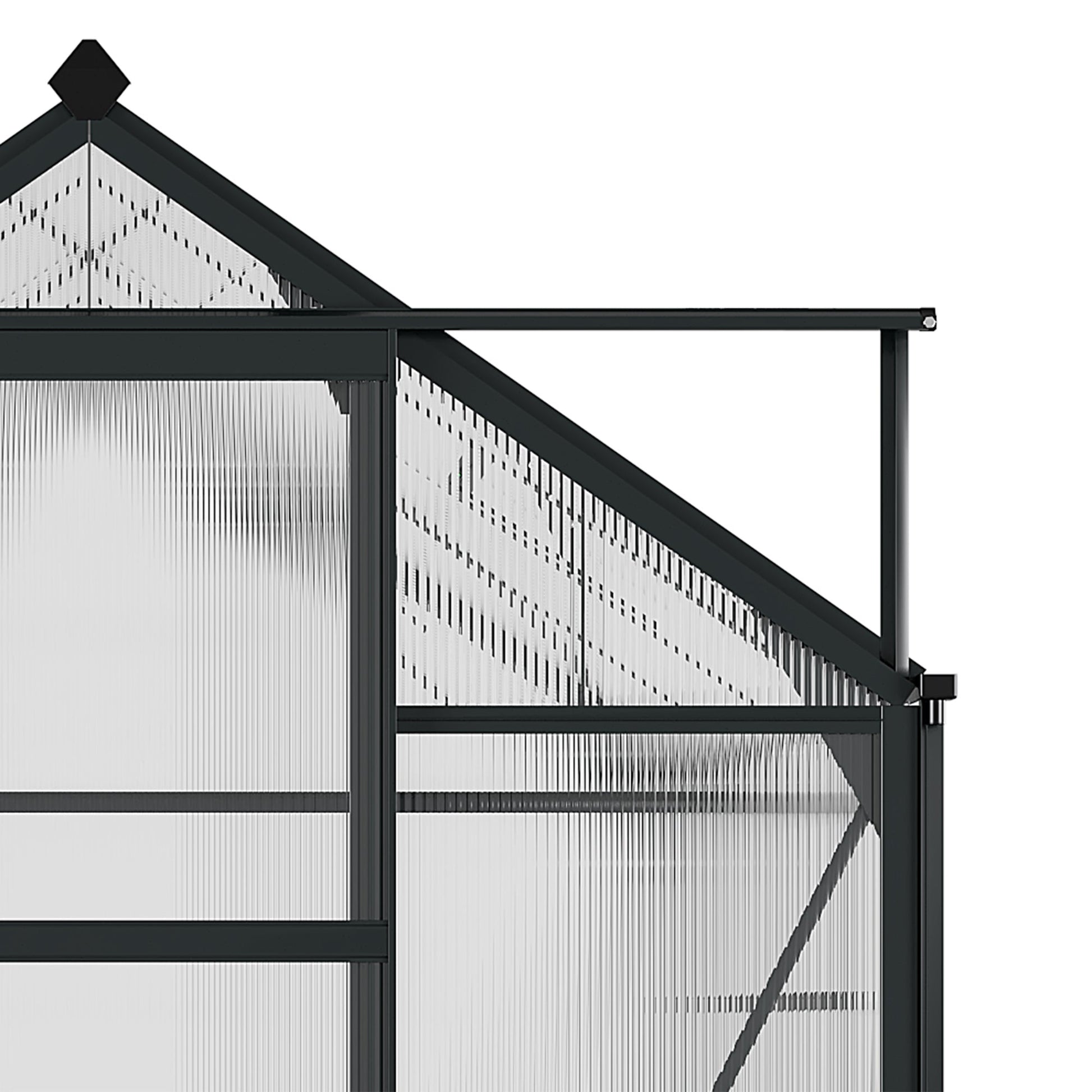 6' x 8' x 6.6' Polycarbonate Greenhouse, Walk-In Green House Kit Garden, Plants Grow, Galvanized Sheet Aluminum Frame with Rain Gutter, Vent and Sliding Door, Grey