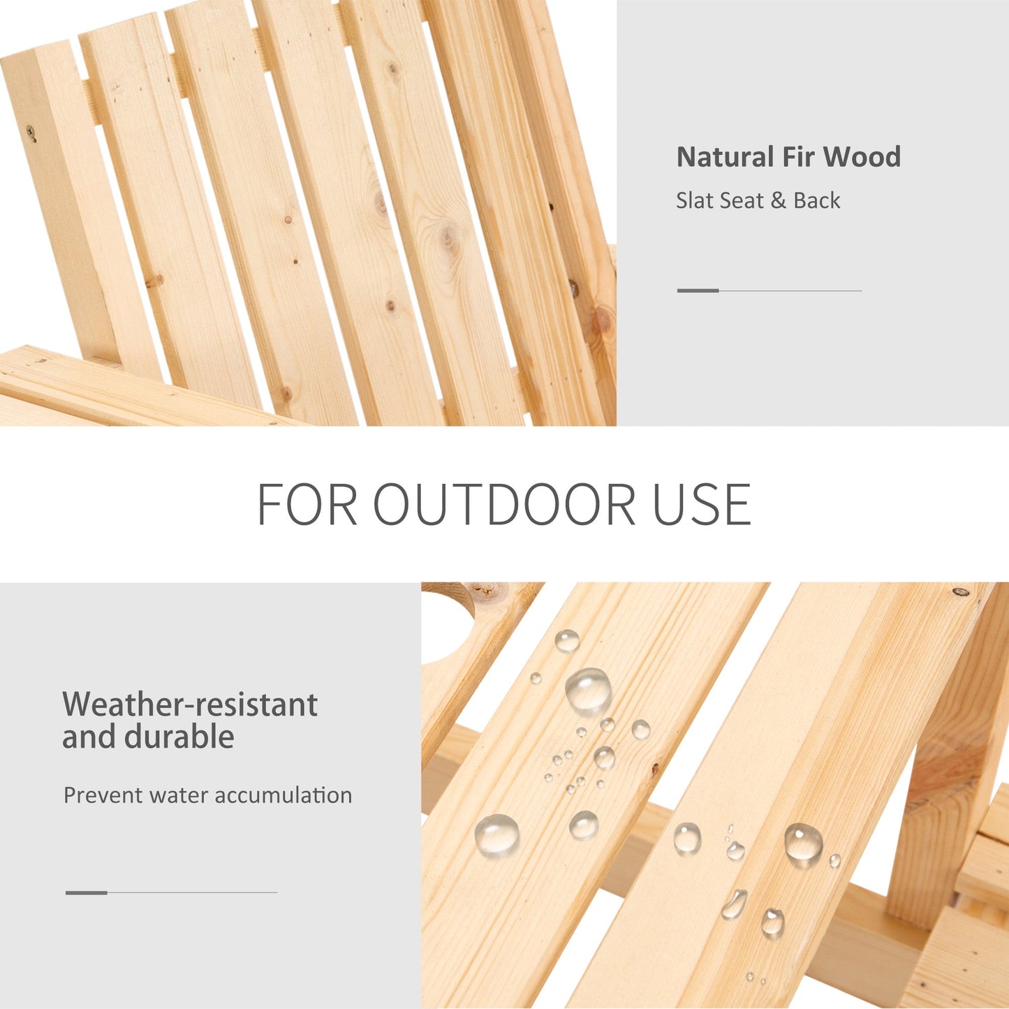 2-Seater Outdoor Wooden Bench with Middle Table and Umbrella Hole, Garden Bench for 2 Persons, Patio Loveseat with Slatted Seat and Back, Nature Wood