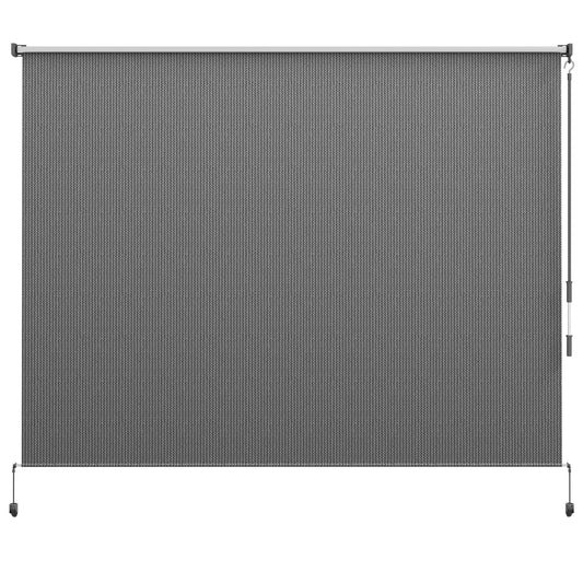 8'W x 6'H Roller Shades, Outdoor Blinds Cordless Roll Up Shade for Porch Balcony Gazebo, Light Grey