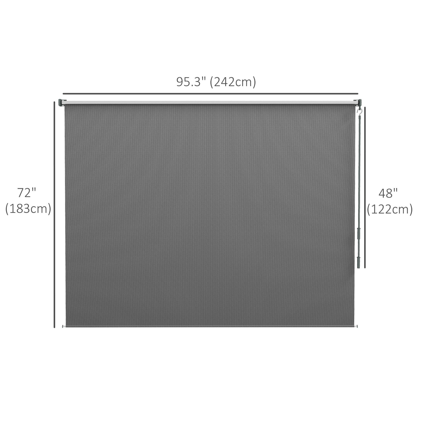 8'W x 6'H Roller Shades, Outdoor Blinds Cordless Roll Up Shade for Porch Balcony Gazebo, Light Grey