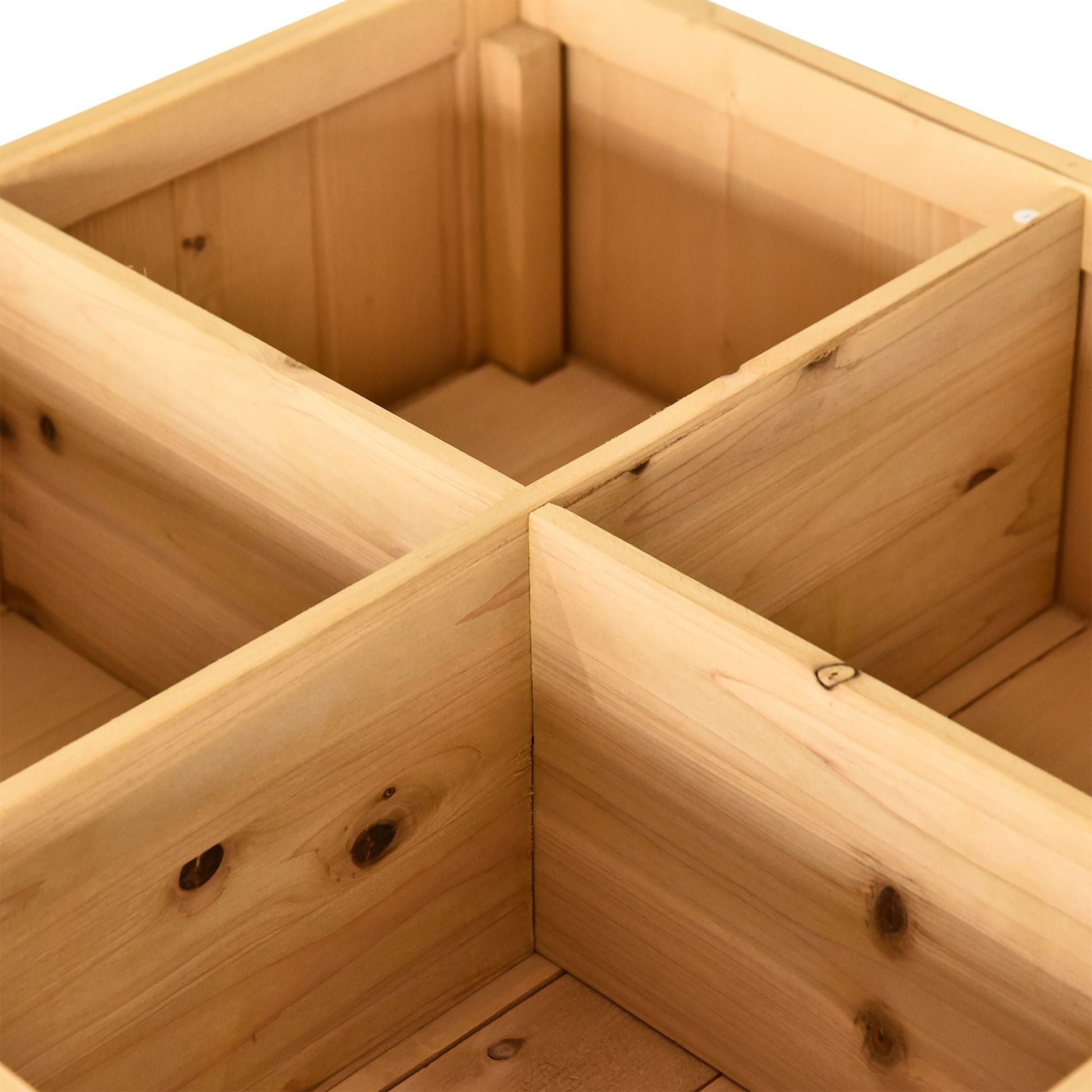 43" x 18" x 30" Raised Garden Bed, Wood Planter Box with Storage Shelf and 8 Pockets, to Grow Herbs, Vegetables, and Flowers, Natural