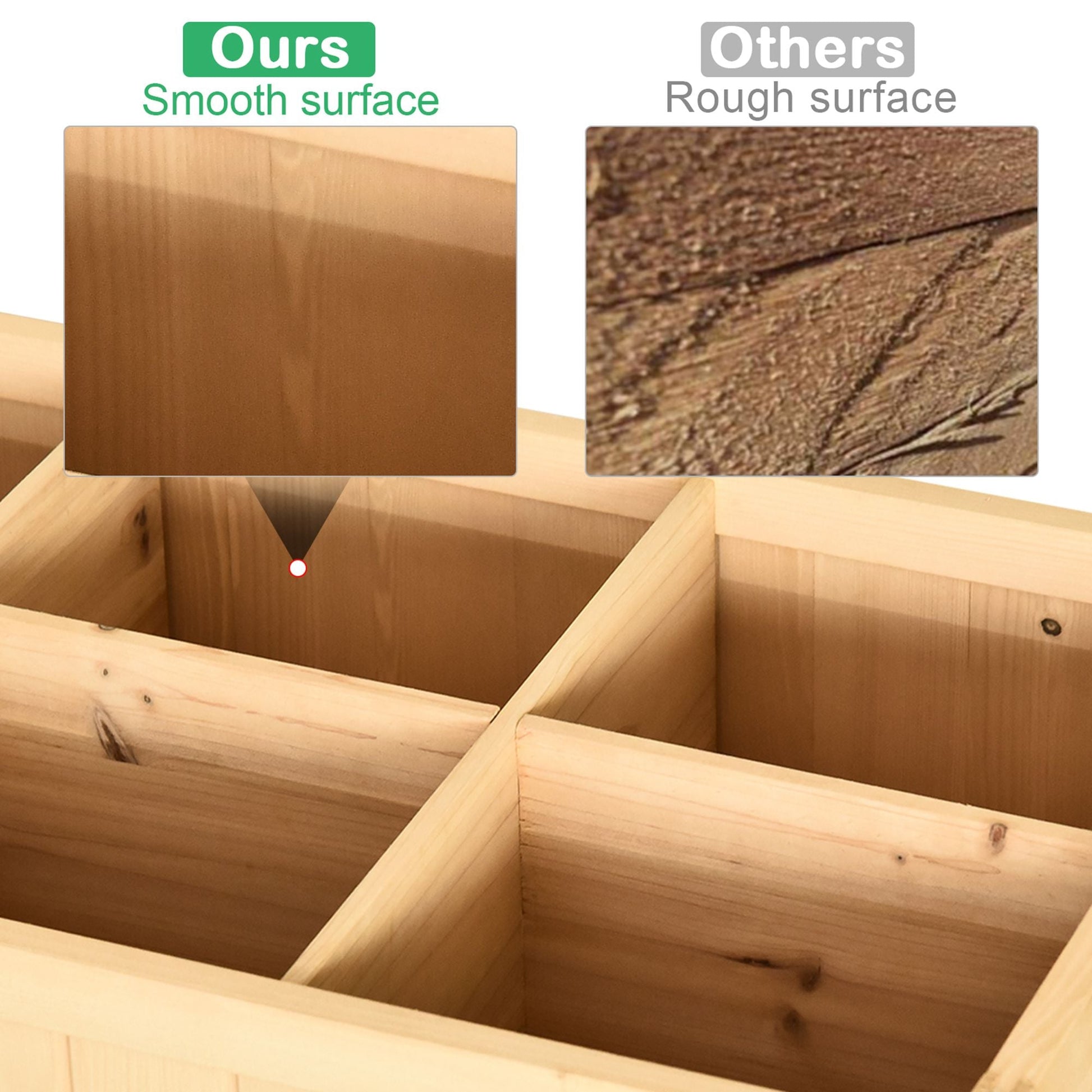 43" x 18" x 30" Raised Garden Bed, Wood Planter Box with Storage Shelf and 8 Pockets, to Grow Herbs, Vegetables, and Flowers, Natural