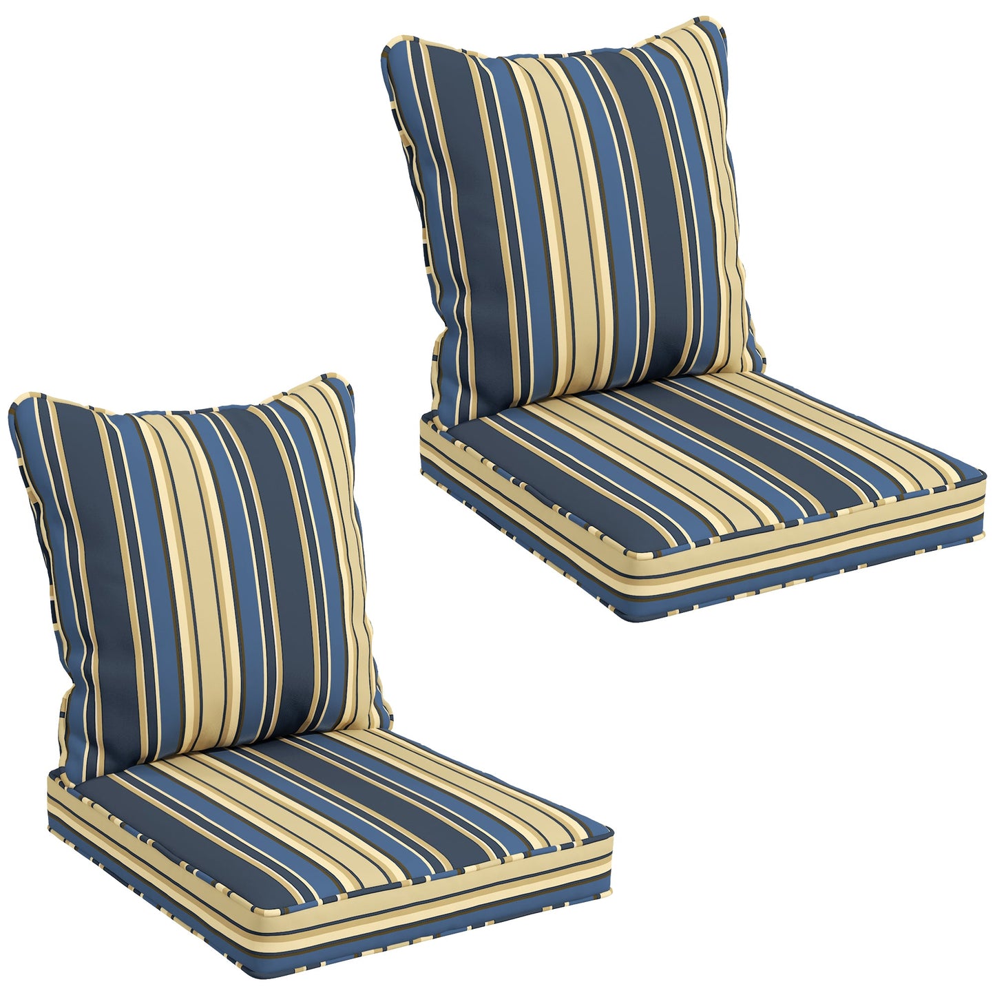 4-Piece Patio Chair Cushions Pillows, Back and Seat Replacement Patio Cushions Set for Indoor Outdoor Garden Furniture, Blue Strip