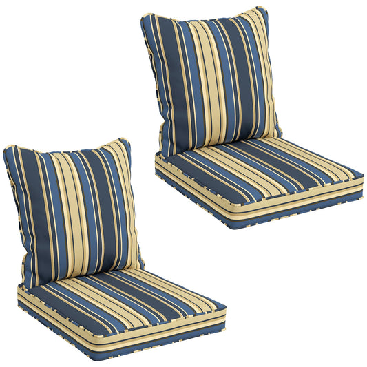 4-Piece Patio Chair Cushions Pillows, Back and Seat Replacement Patio Cushions Set for Indoor Outdoor Garden Furniture, Blue Strip