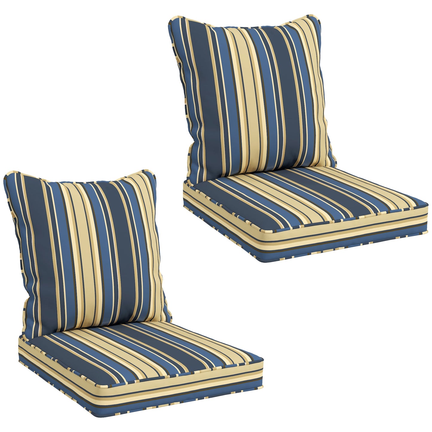 4-Piece Patio Chair Cushions Pillows, Back and Seat Replacement Patio Cushions Set for Indoor Outdoor Garden Furniture, Blue Strip