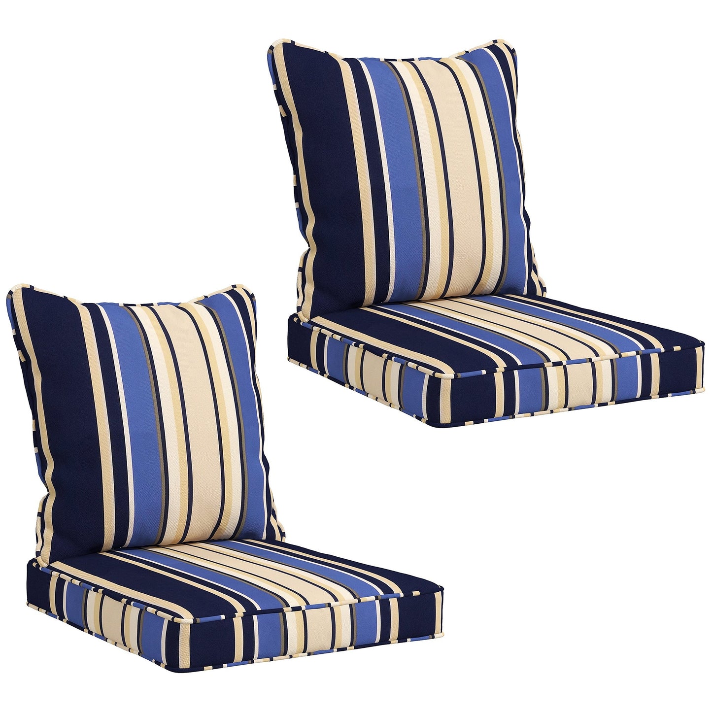 4-Piece Patio Chair Cushions Pillows, Back and Seat Replacement Patio Cushions Set for Indoor Outdoor Garden Furniture, Blue Strip