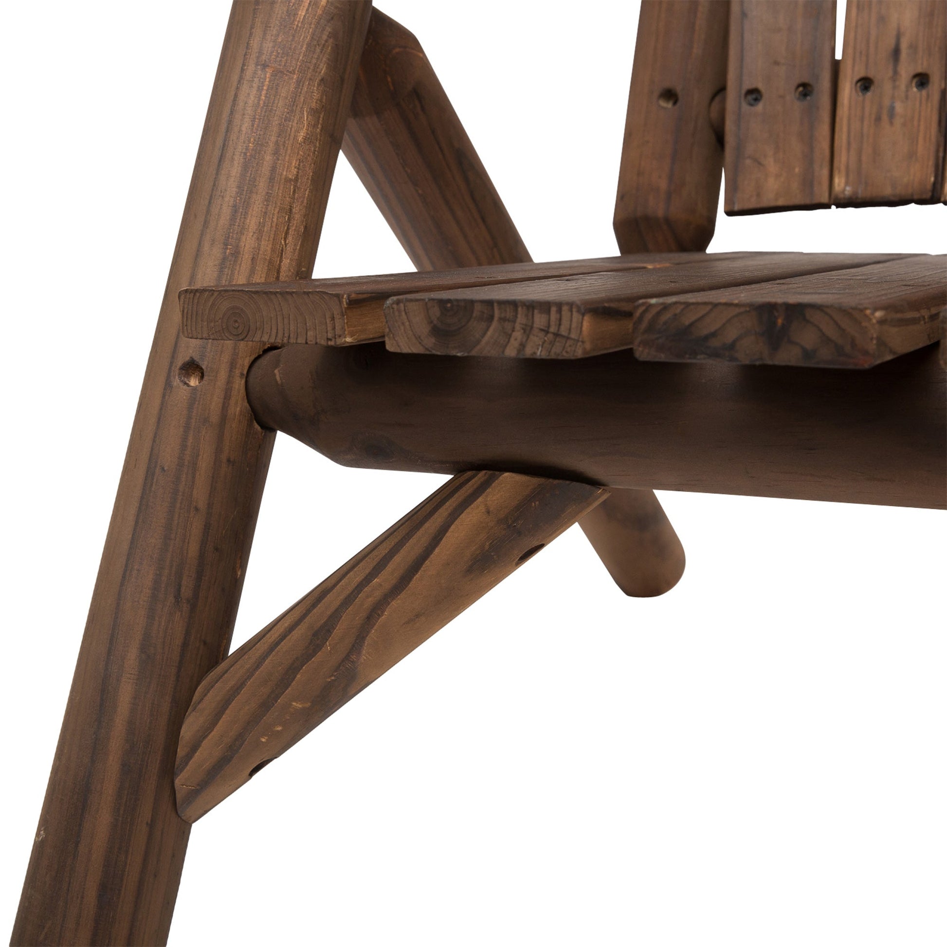 Wooden Outdoor Bench, Double Adirondack Chair Bench Set with Center Table for Patio, Backyard, Deck, Fire Pit, 61.8" x 34.6" x 40.6", Carbonized
