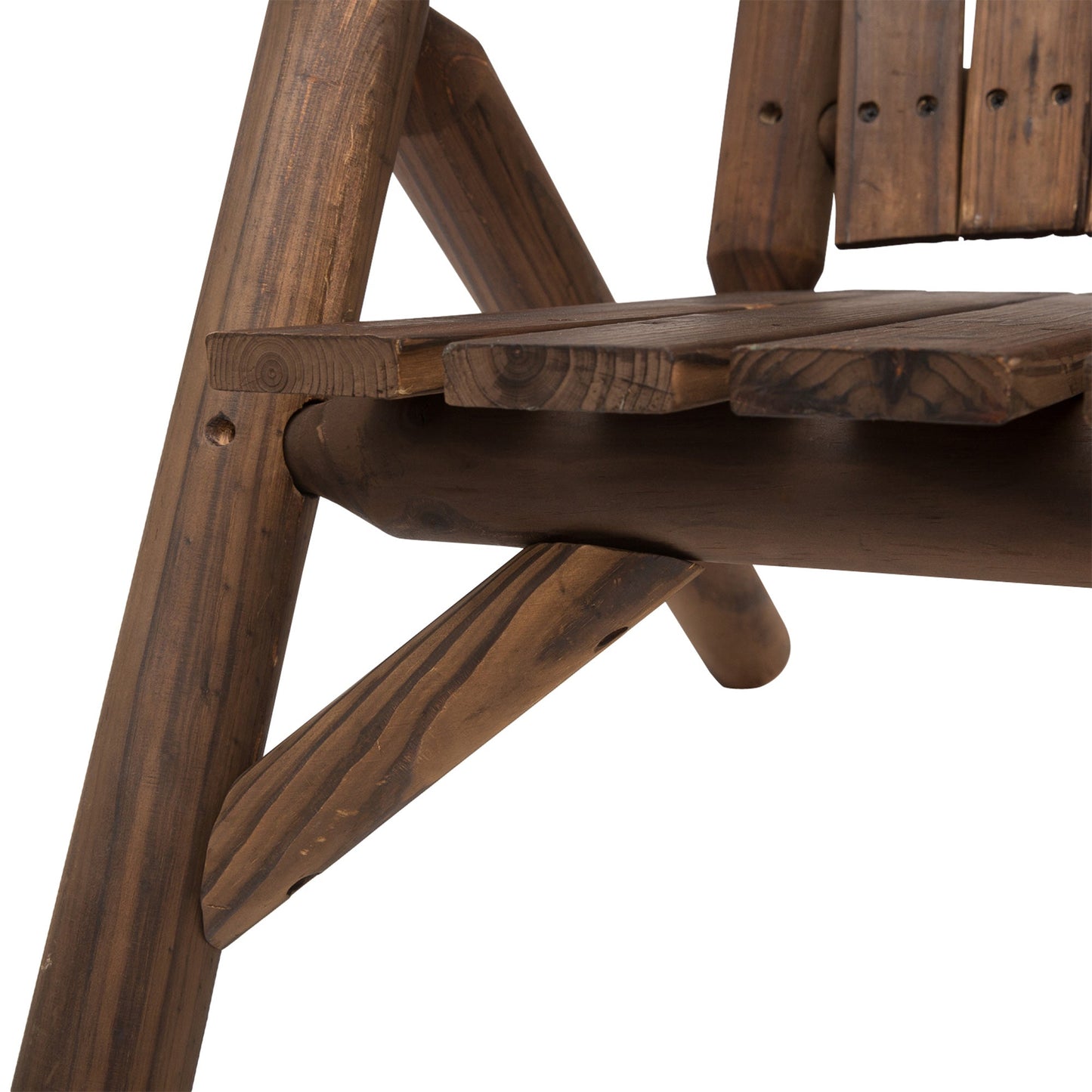 Wooden Outdoor Bench, Double Adirondack Chair Bench Set with Center Table for Patio, Backyard, Deck, Fire Pit, 61.8" x 34.6" x 40.6", Carbonized
