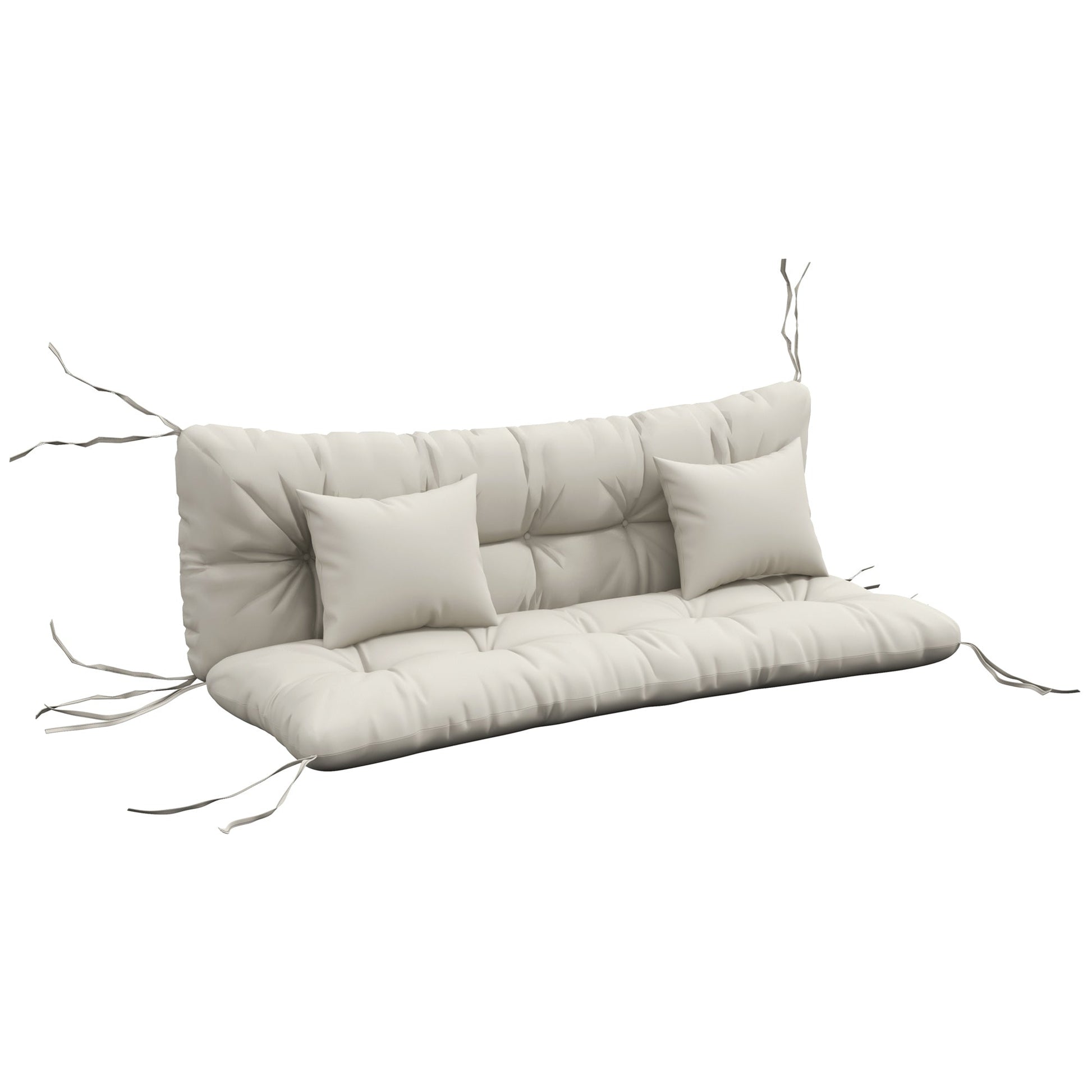 4-Piece Patio Chair Cushions Pillows with Back and Pillows, Seat Replacement Patio Cushions Set with Ties for Indoor Outdoor Garden Furniture, WITHOUT SWING, Cream White