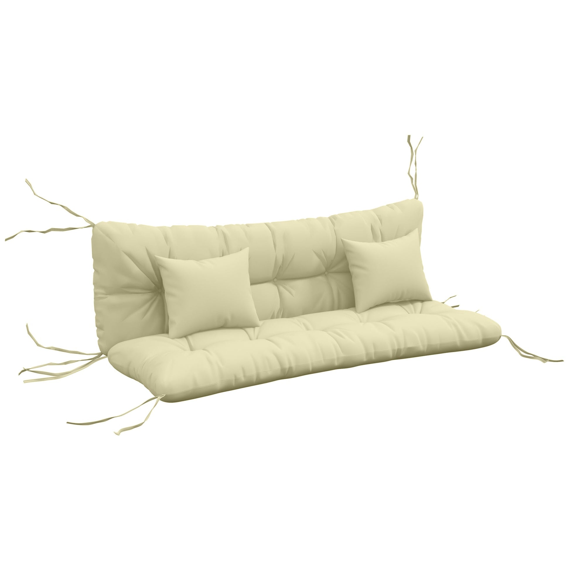 4-Piece Patio Chair Cushions Pillows with Back and Pillows, Seat Replacement Patio Cushions Set with Ties for Indoor Outdoor Garden Furniture, WITHOUT SWING, Cream White