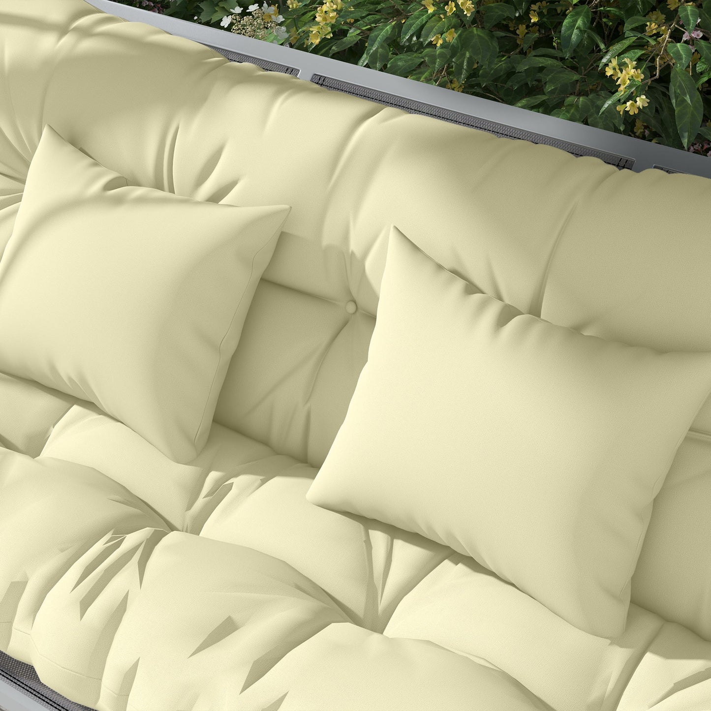 4-Piece Patio Chair Cushions Pillows with Back and Pillows, Seat Replacement Patio Cushions Set with Ties for Indoor Outdoor Garden Furniture, WITHOUT SWING, Cream White