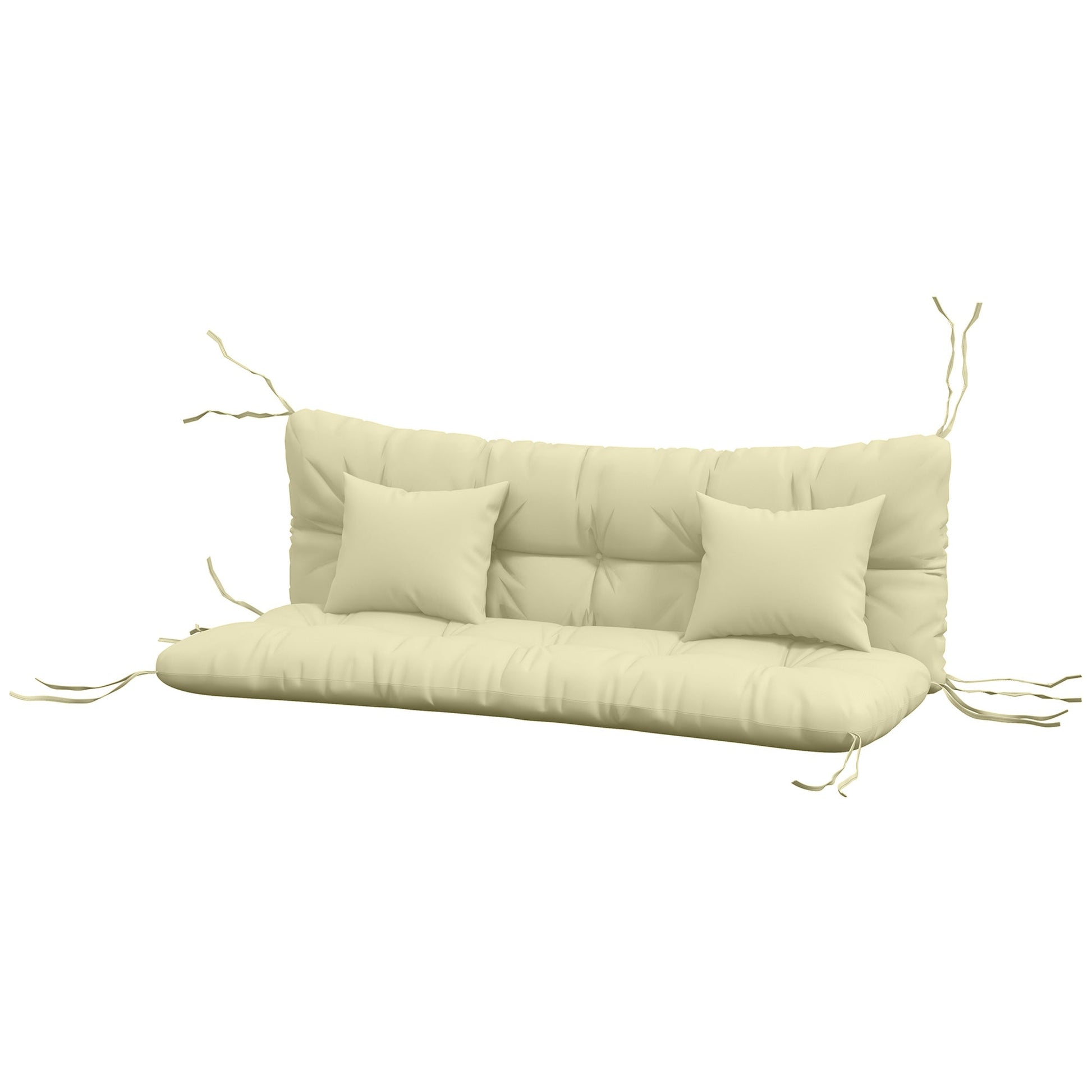 4-Piece Patio Chair Cushions Pillows with Back and Pillows, Seat Replacement Patio Cushions Set with Ties for Indoor Outdoor Garden Furniture, WITHOUT SWING, Cream White