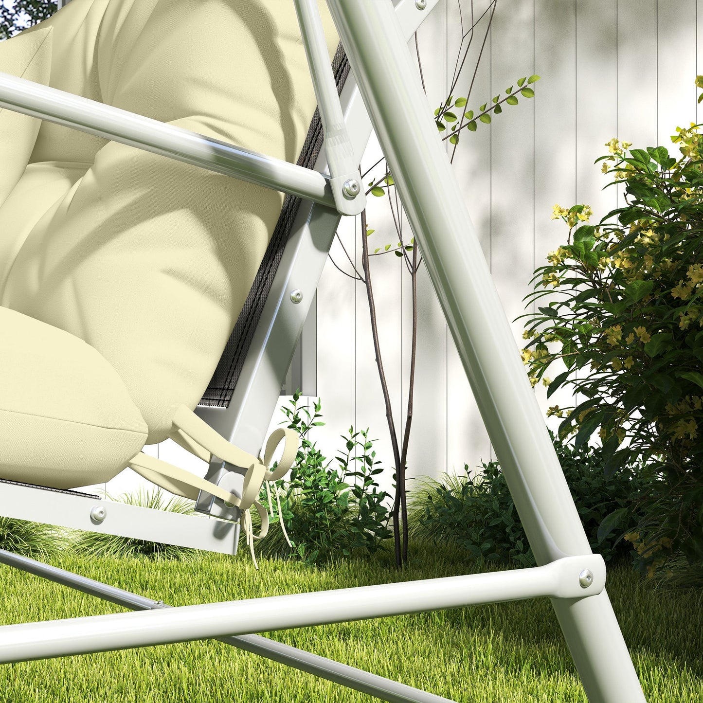 4-Piece Patio Chair Cushions Pillows with Back and Pillows, Seat Replacement Patio Cushions Set with Ties for Indoor Outdoor Garden Furniture, WITHOUT SWING, Cream White