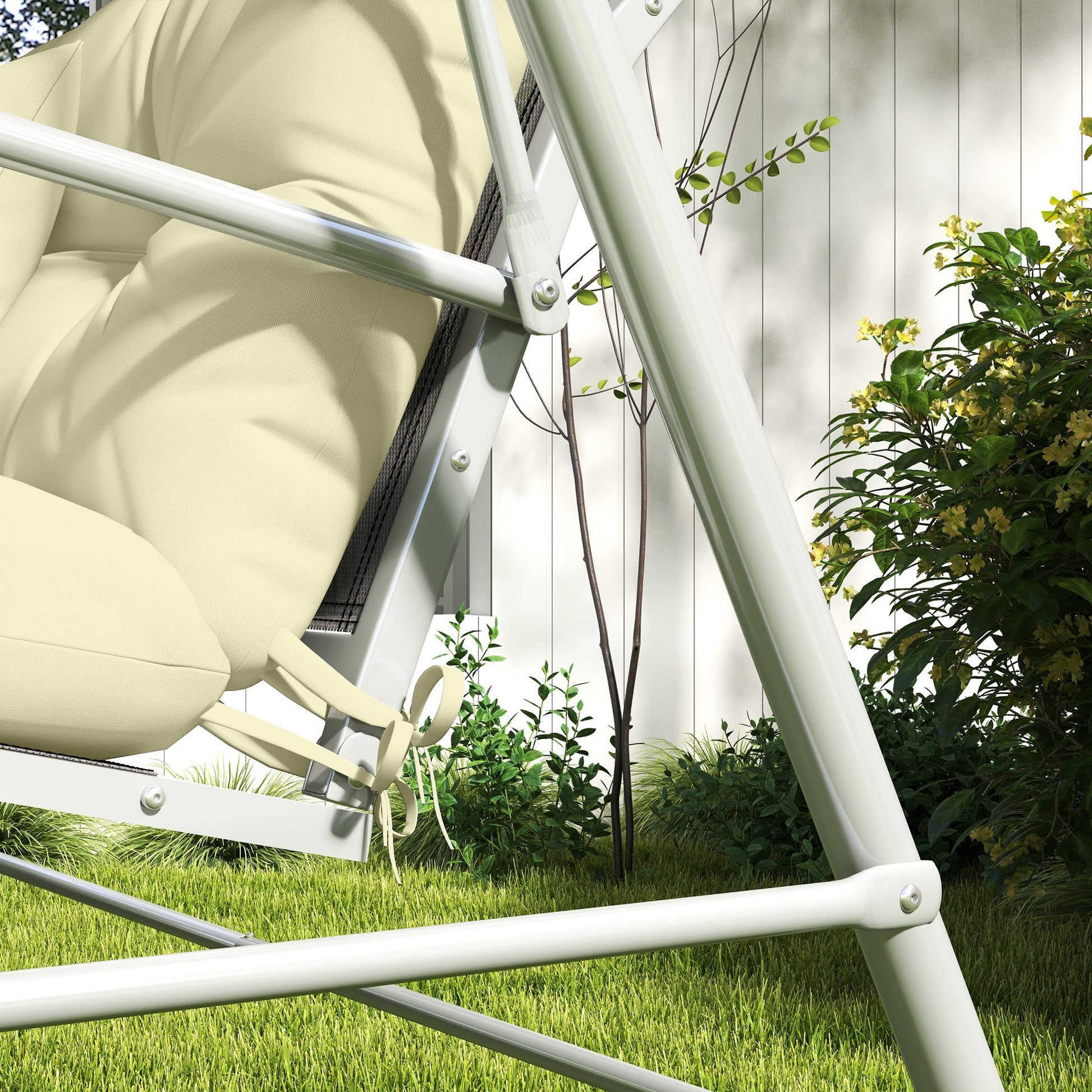 4-Piece Patio Chair Cushions Pillows with Back and Pillows, Seat Replacement Patio Cushions Set with Ties for Indoor Outdoor Garden Furniture, WITHOUT SWING, Cream White