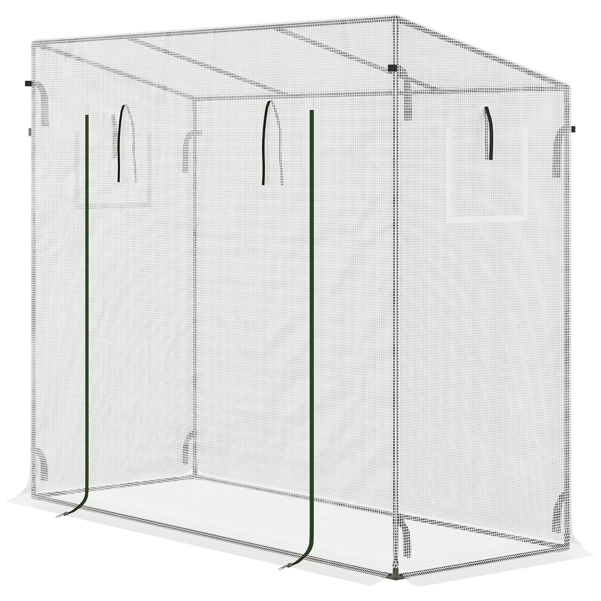 6.6' x 2.5' x 5.5' Walk-in Greenhouse Patio Hot House Plants Flowers Herbs Tomato Grow with Steel Frame Door Window Garden Balcony Patio White