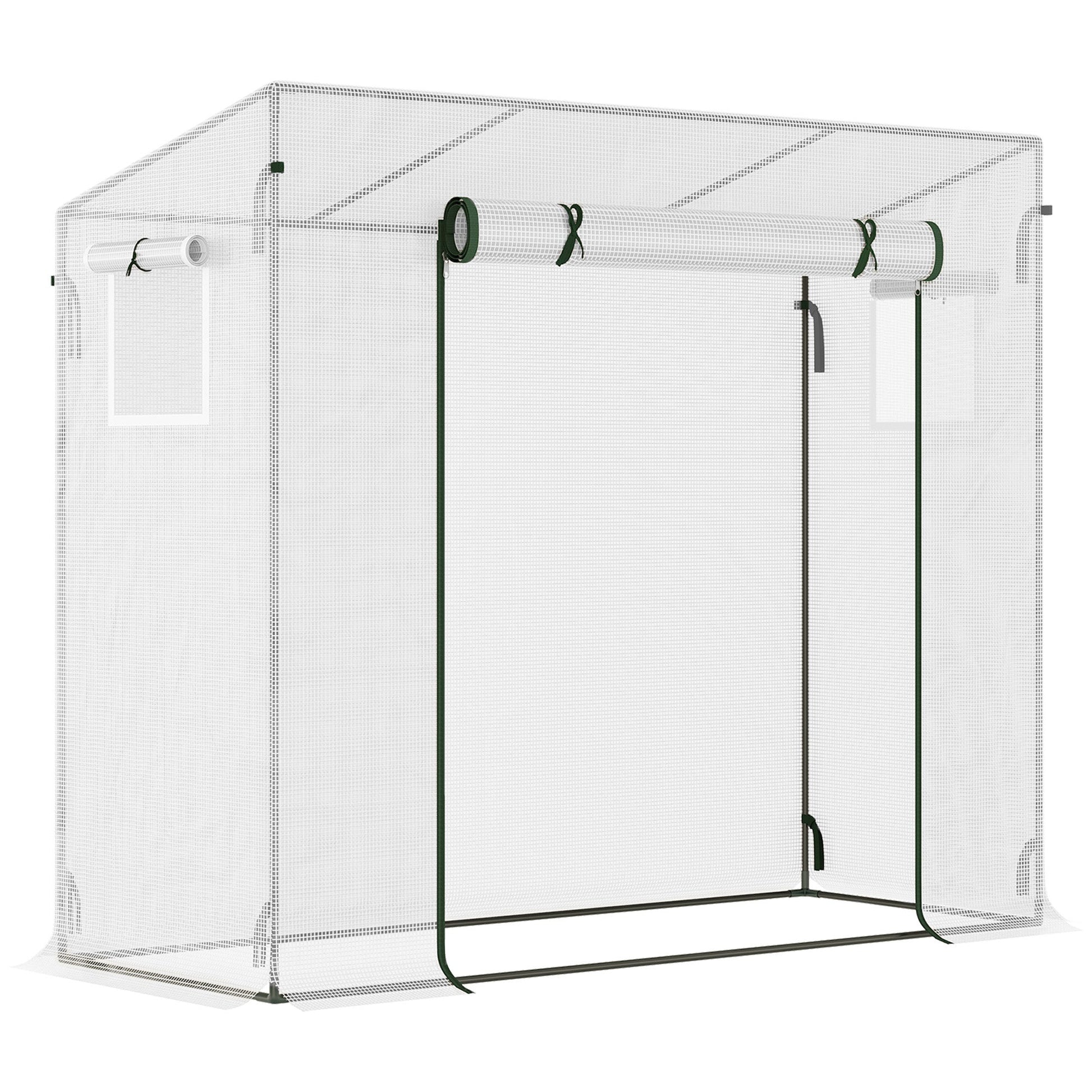 6.6' x 2.5' x 5.5' Walk-in Greenhouse Patio Hot House Plants Flowers Herbs Tomato Grow with Steel Frame Door Window Garden Balcony Patio White