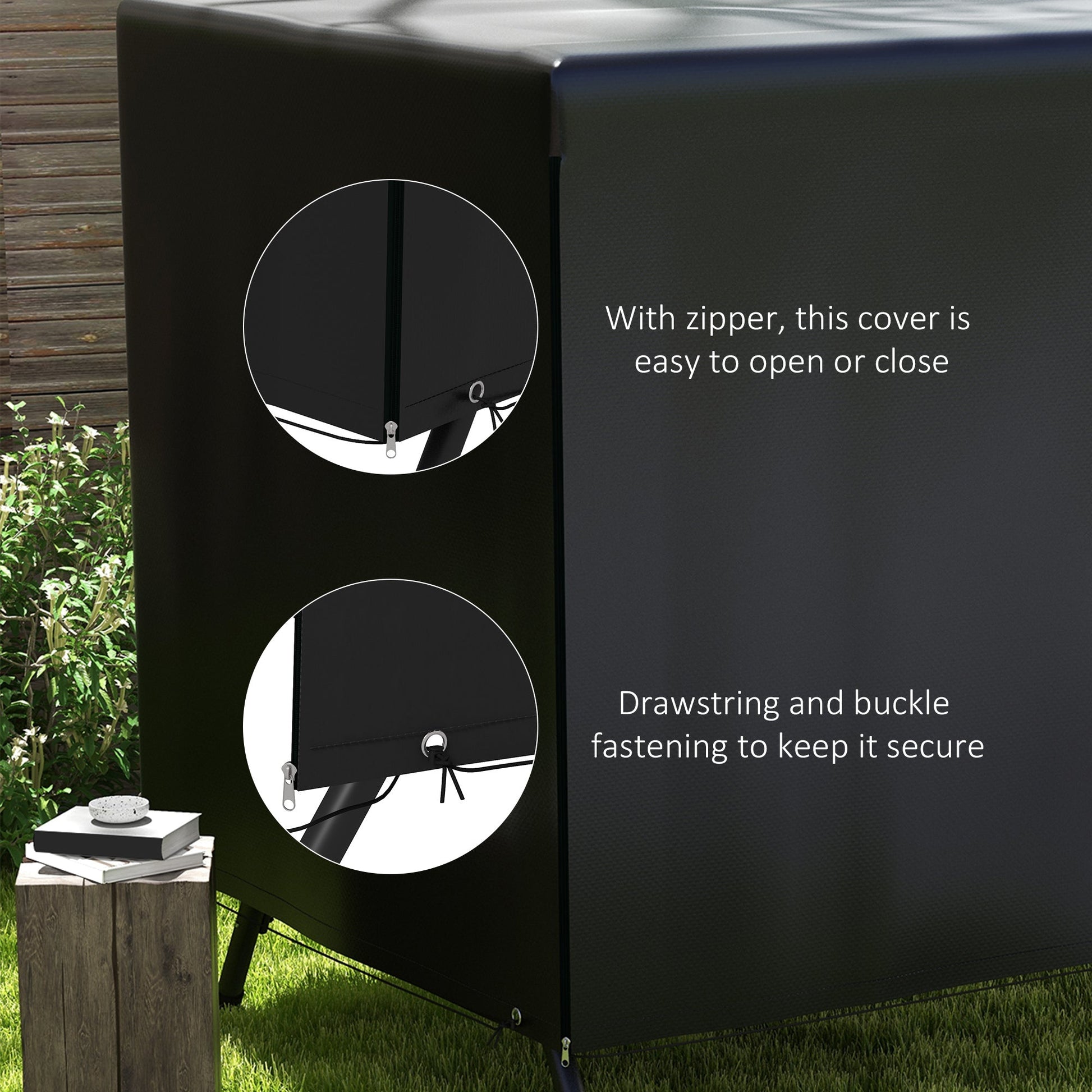 3-Seater Patio Swing Cover, Outdoor Garden Furniture Protection, Hammock Glider Cover, Waterproof Dustproof Windproof, 85" x 61" x 59", Black