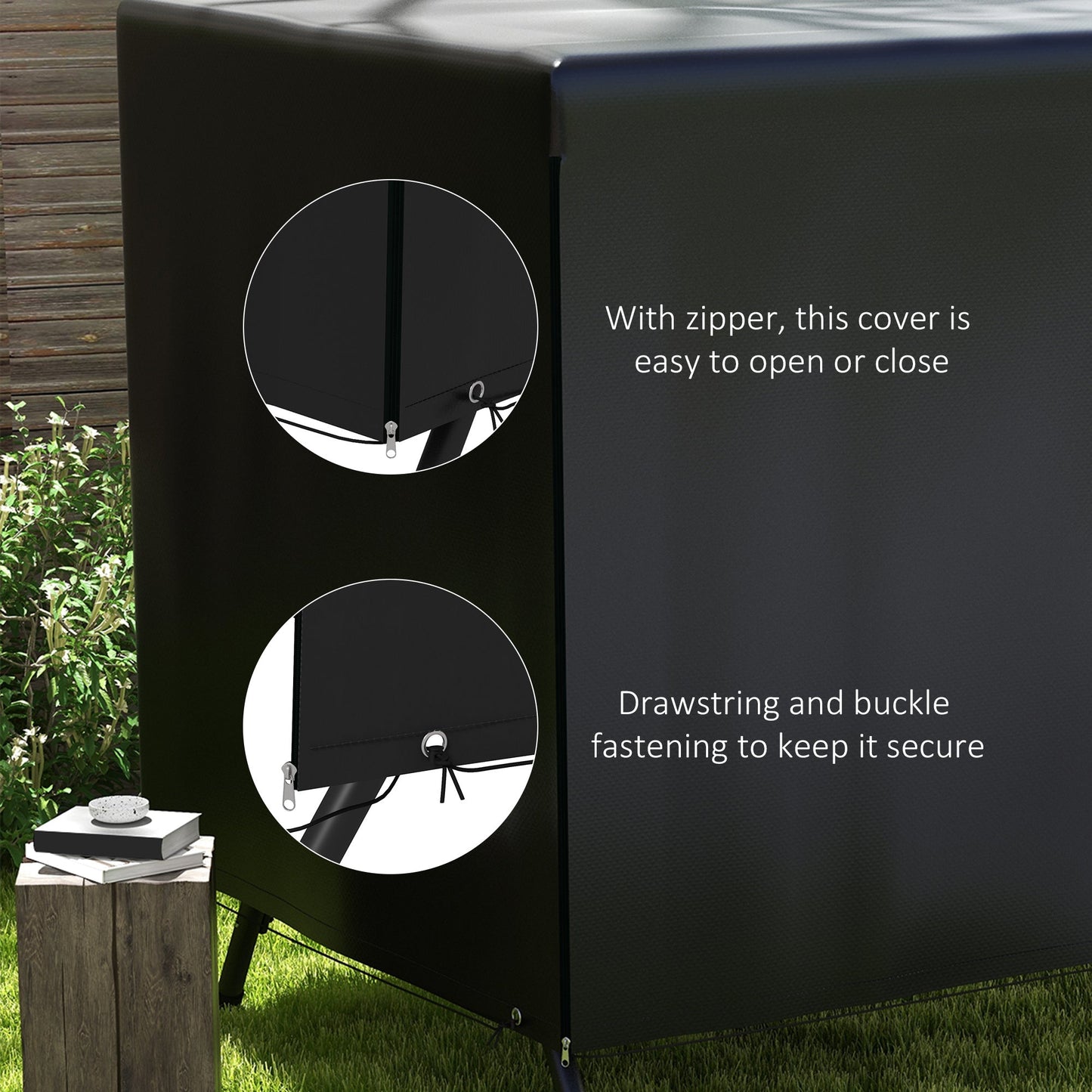 3-Seater Patio Swing Cover, Outdoor Garden Furniture Protection, Hammock Glider Cover, Waterproof Dustproof Windproof, 85" x 61" x 59", Black