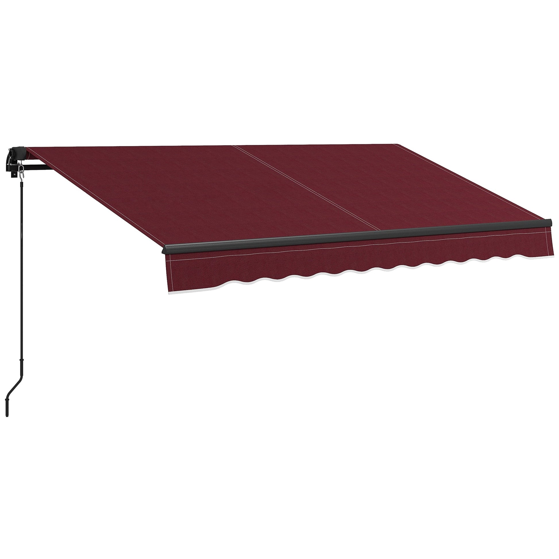  10' x 8' Retractable Awning, Patio Awning Sunshade Shelter with Manual Crank Handle, 280gsm UV Resistant Fabric and Aluminum Frame, for Balcony, Yard, Wine Red