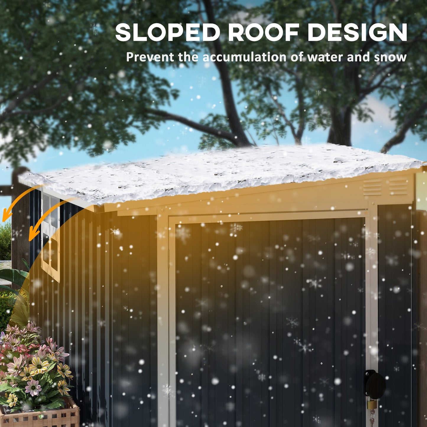 4' x 6' Outdoor Storage Shed, Metal Garden Shed with Window, 2 Vents and Lockable Door, for Backyard, Garden, Lawn, Dark Grey
