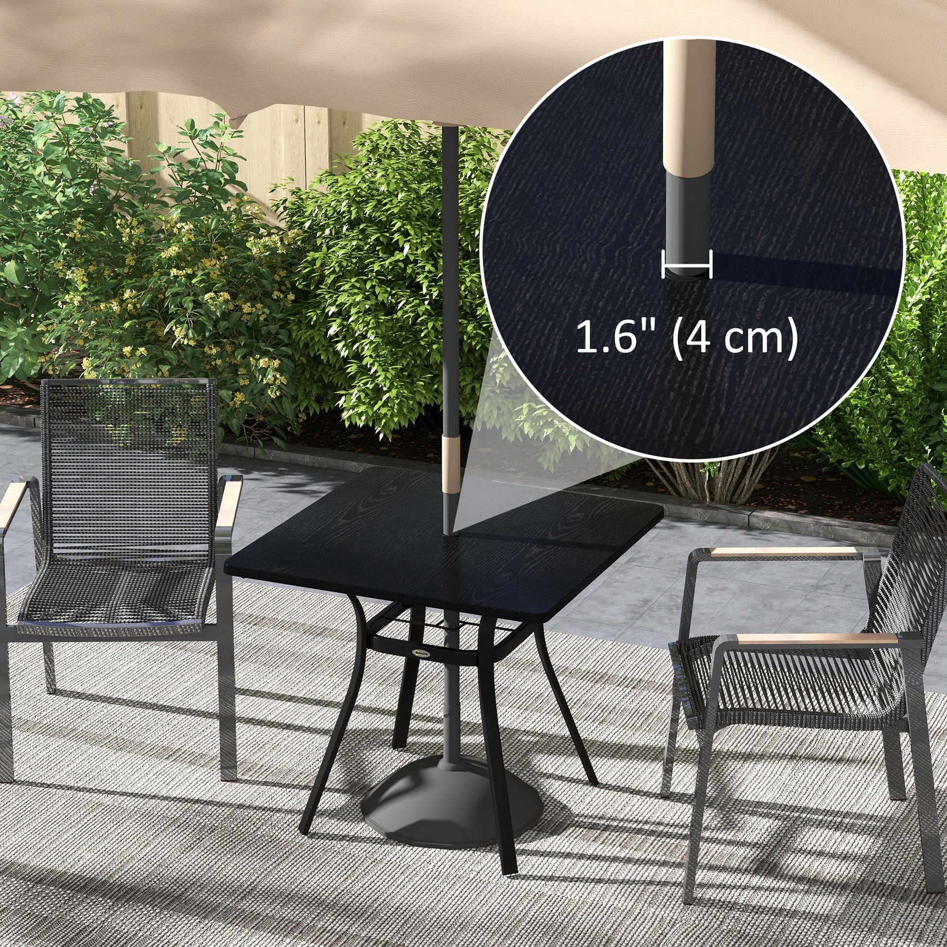 Patio Table, 31.5" Square Outdoor Dining Table for 4 People with Steel Legs, Metal Tabletop, Umbrella Hole, for Garden, Backyard, Lawn, Balcony, Black