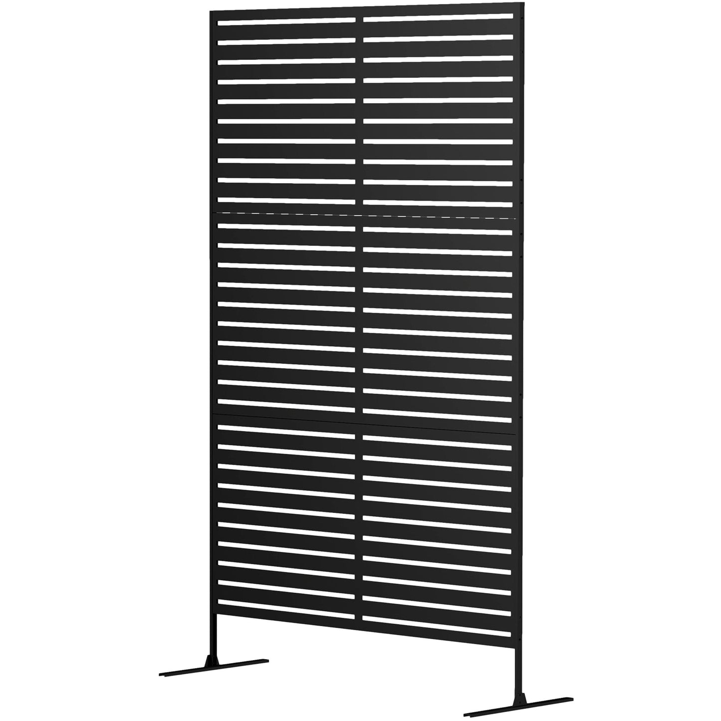 Metal Outdoor Privacy Screen, Decorative Outdoor Divider with Stand and Expansion Screws, Freestanding Privacy Panel for Garden Backyard Deck Pool Hot Tub, Black