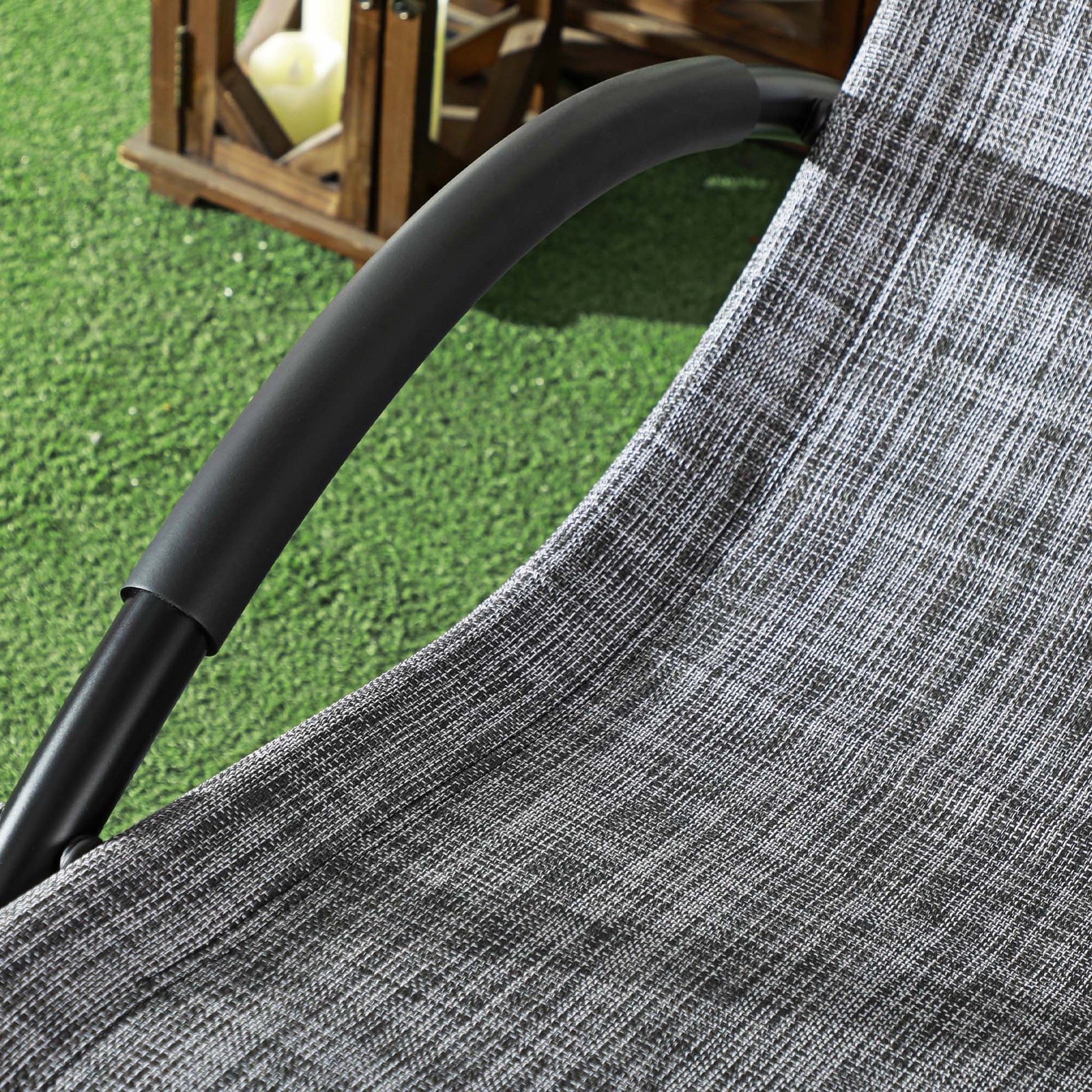 Patio Rocking Lounge Chair Outdoor Zero Gravity Rocker with Mesh Seat Padded Pillow Grey