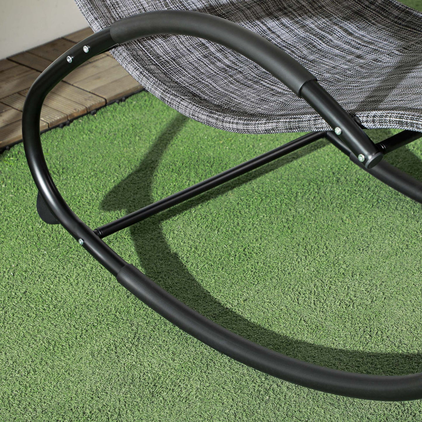 Patio Rocking Lounge Chair Outdoor Zero Gravity Rocker with Mesh Seat Padded Pillow Grey