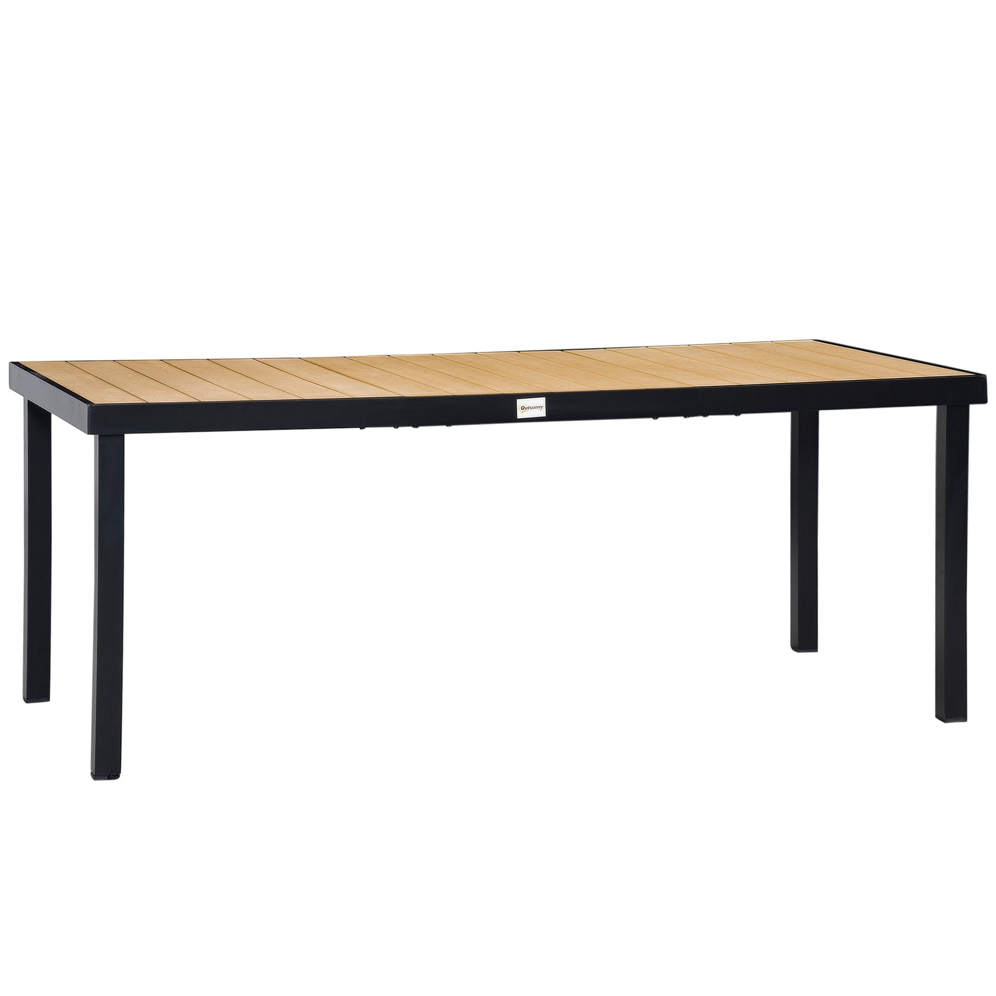 75" x 35" Outdoor Dining Table for 8 People, Rectangular Aluminum Frame Garden Table with All-Weather Faux Wood Top for Garden, Lawn, Patio, Natural