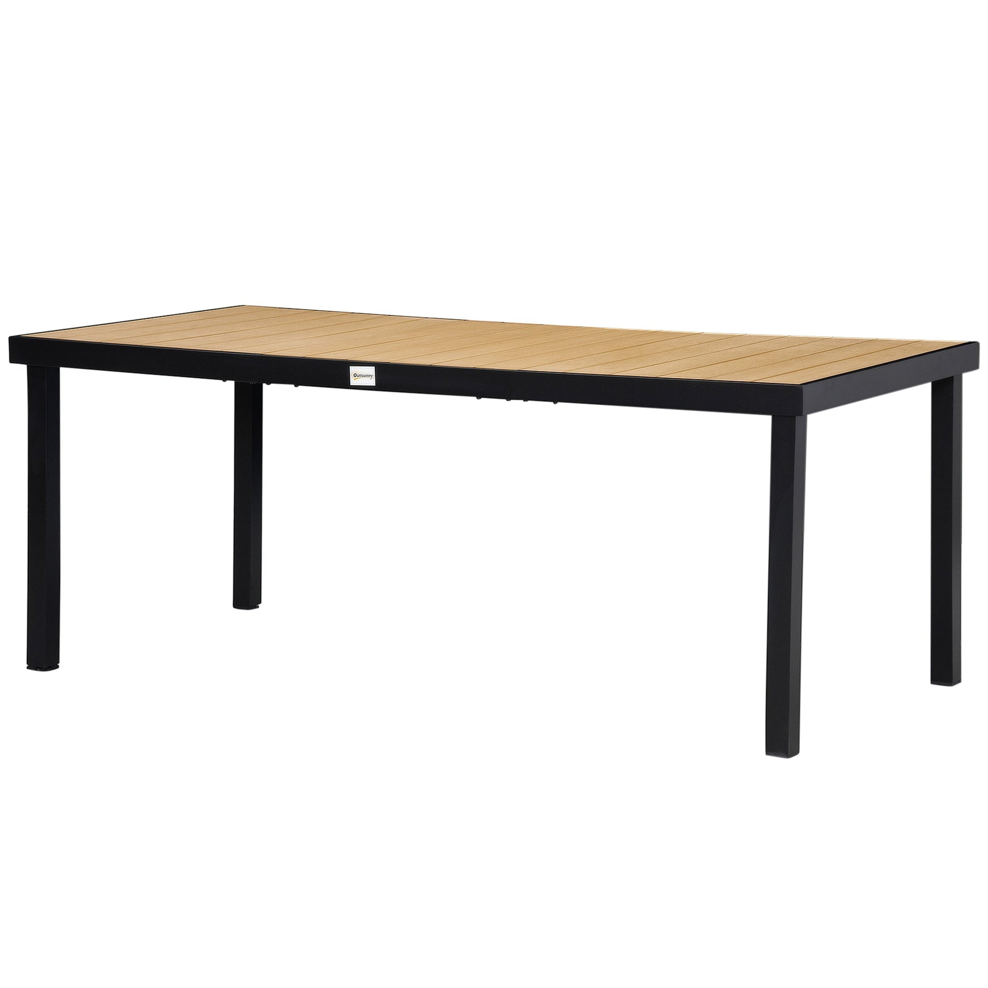 75" x 35" Outdoor Dining Table for 8 People, Rectangular Aluminum Frame Garden Table with All-Weather Faux Wood Top for Garden, Lawn, Patio, Natural
